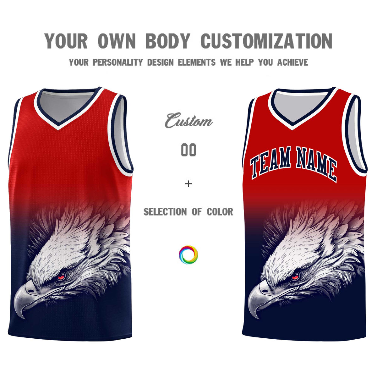 Custom Royal Orange Basketball Kits with Eagle Pattern