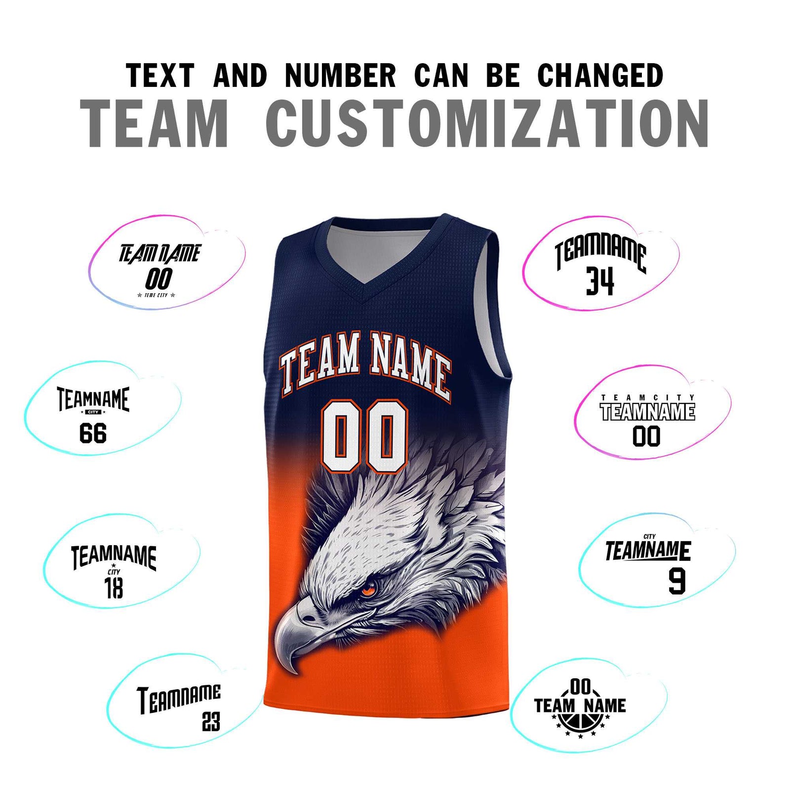 Custom Navy Yellow Basketball Kits with Eagle Pattern