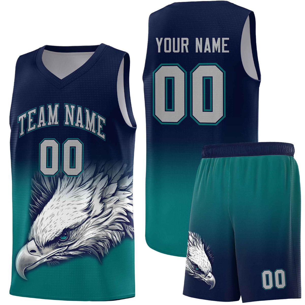 Custom Red Gray Basketball Kits with Eagle Pattern
