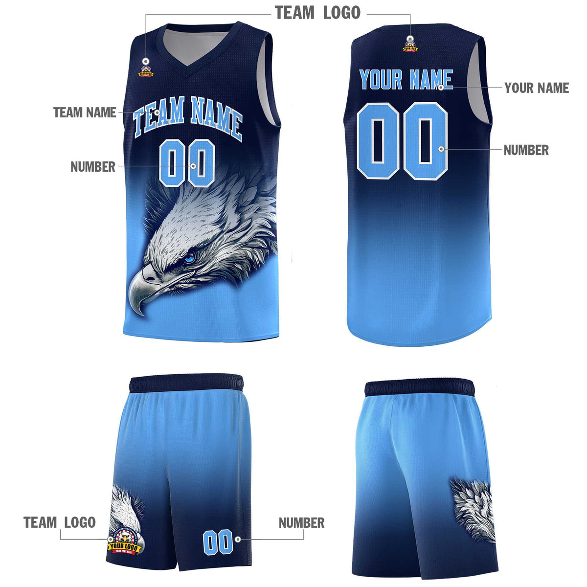 Custom Red Kelly Green Basketball Kits with Eagle Pattern