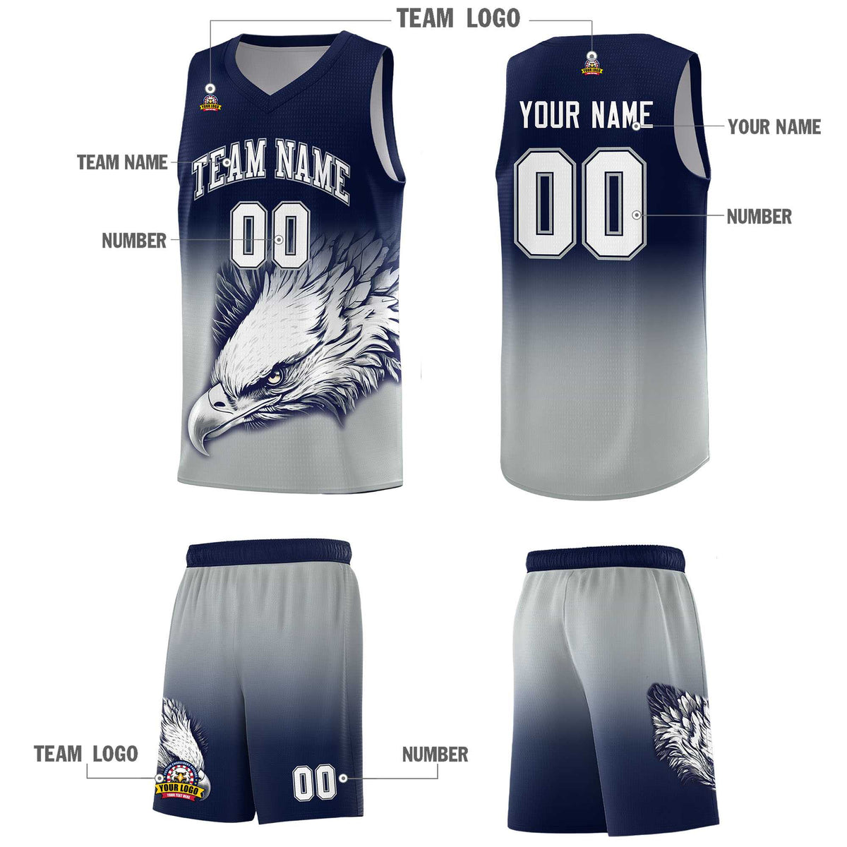 Custom Red Royal Basketball Kits with Eagle Pattern