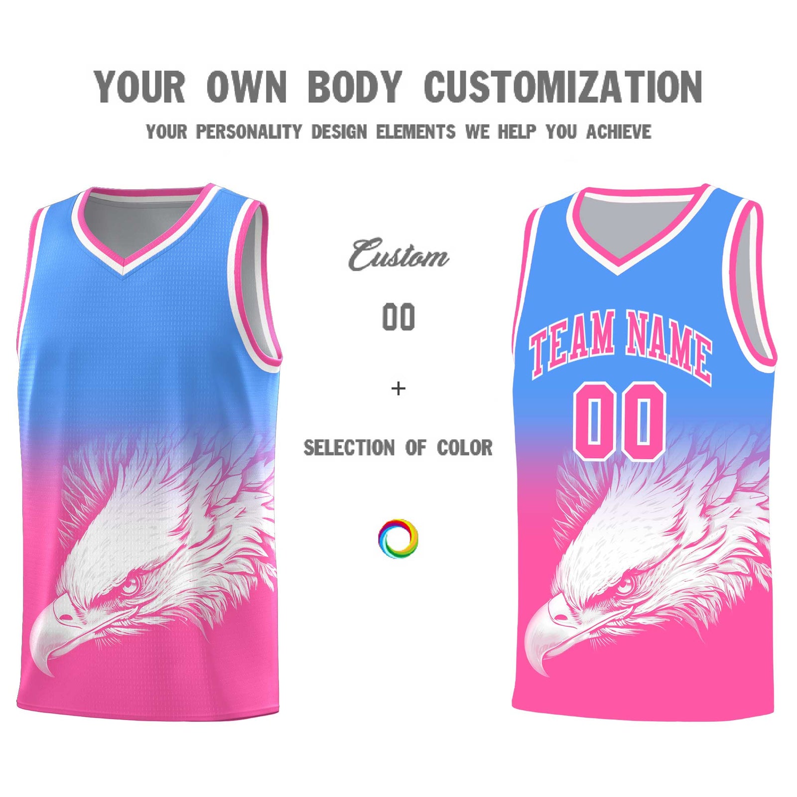 Custom Black Yellow Basketball Kits with Eagle Pattern