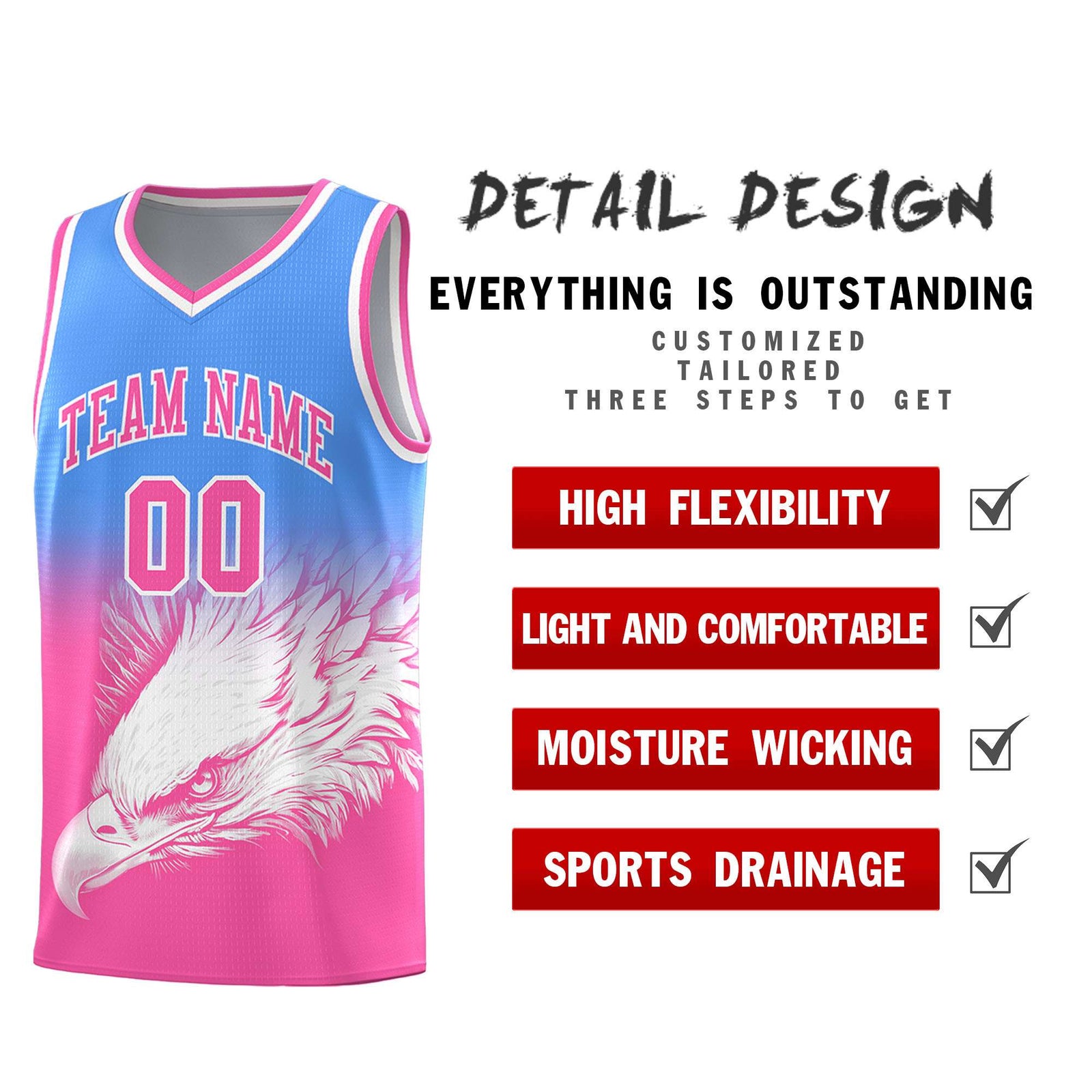 Custom Black Yellow Basketball Kits with Eagle Pattern
