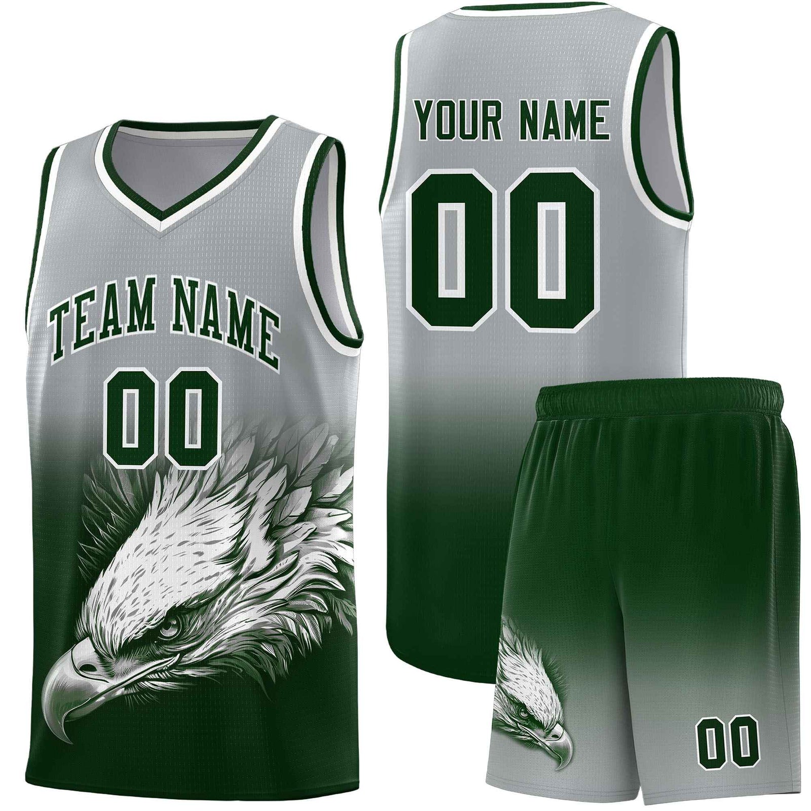 Custom Black Yellow Basketball Kits with Eagle Pattern