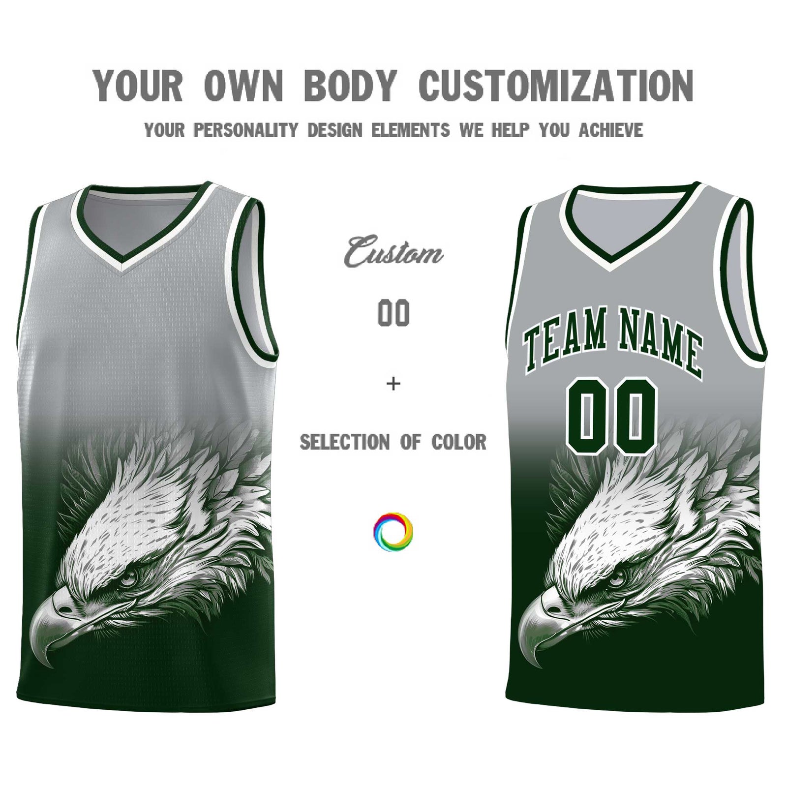 Custom Black Yellow Basketball Kits with Eagle Pattern