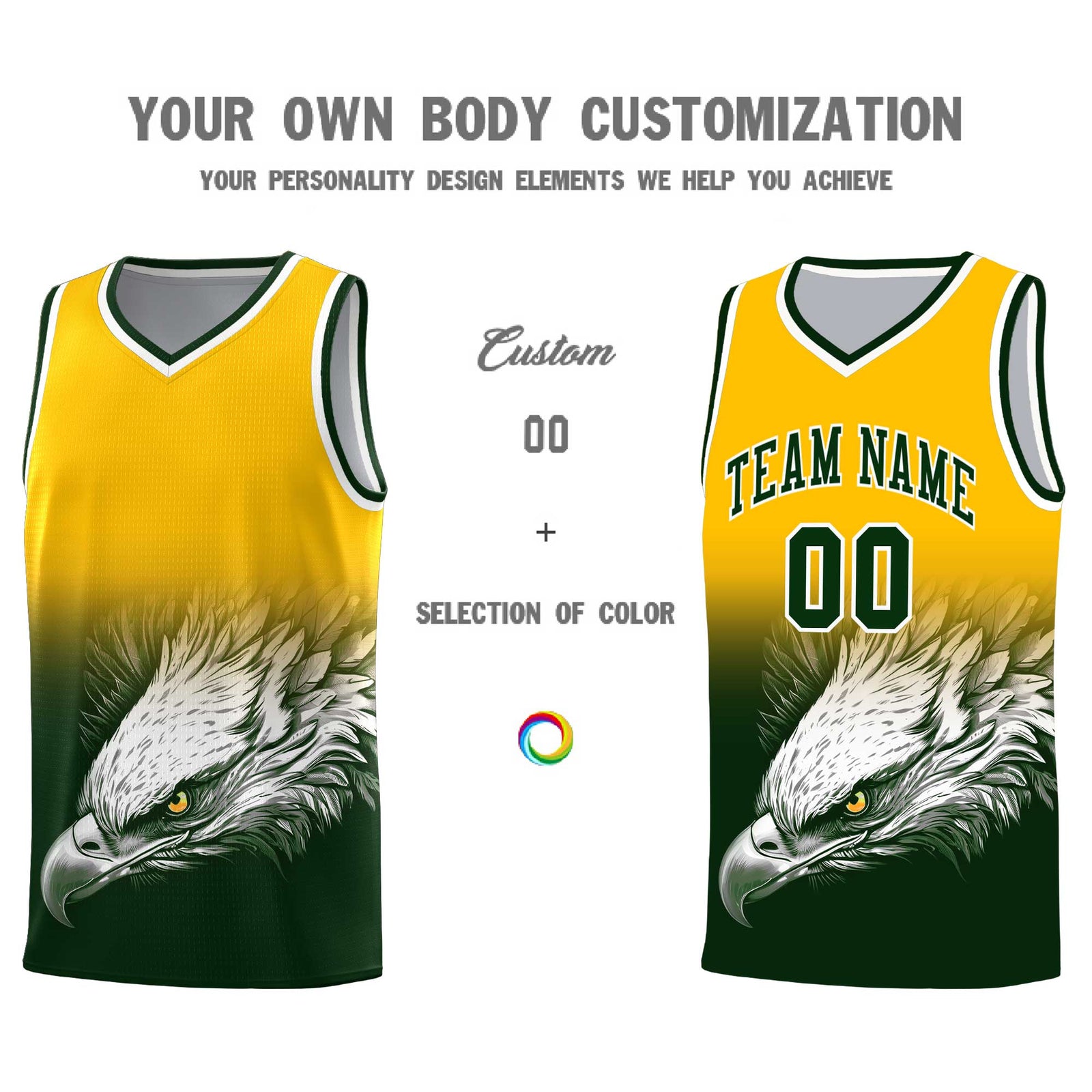 Custom Black Orange Basketball Kits with Eagle Pattern