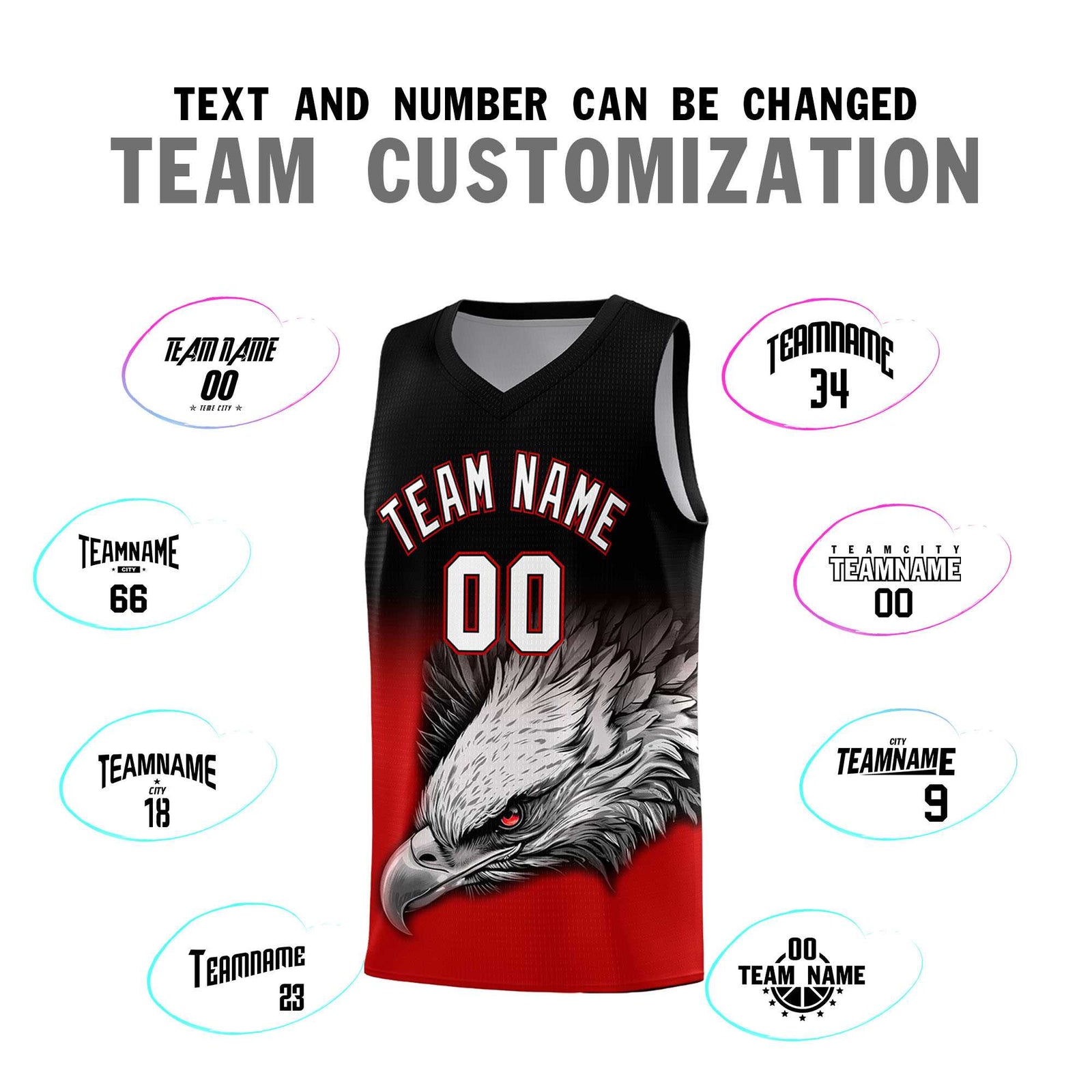 Custom Red Green Basketball Kits with Eagle Pattern
