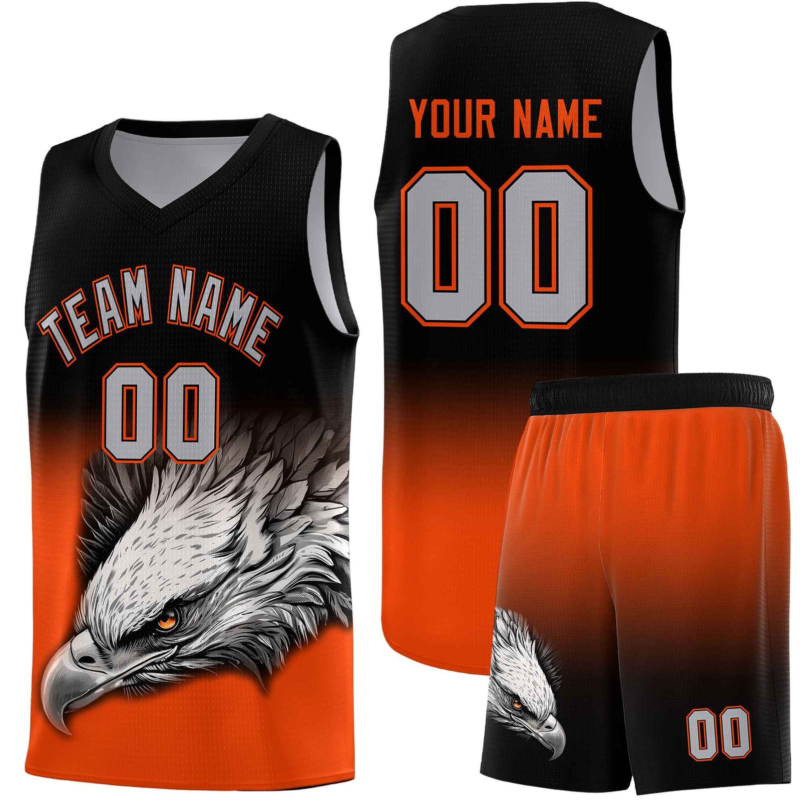 Custom Yellow Green Basketball Kits with Eagle Pattern