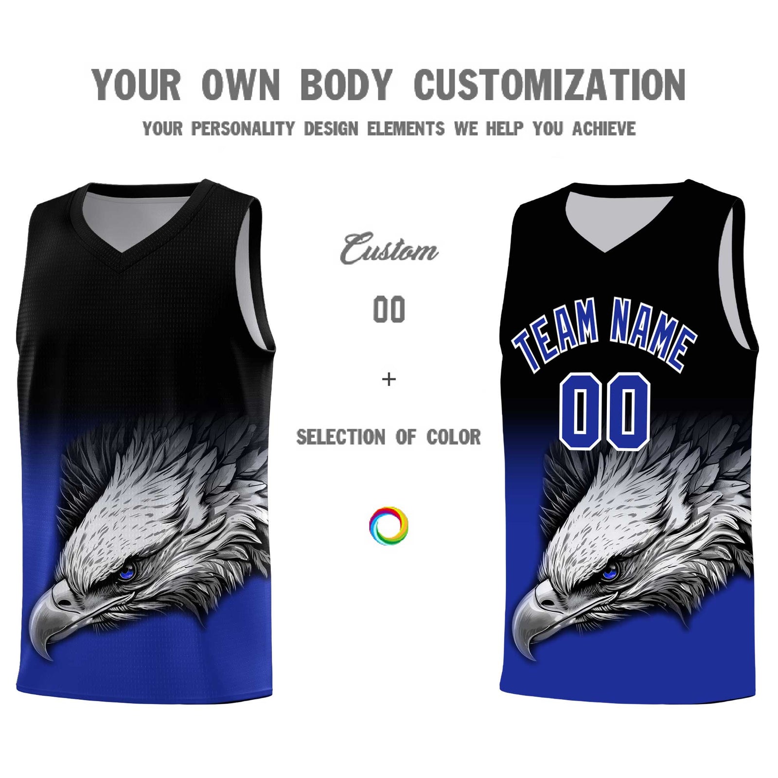 Custom Powder Blue Pink Basketball Kits with Eagle Pattern