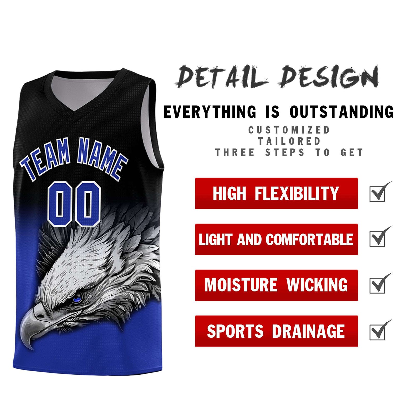Custom Powder Blue Pink Basketball Kits with Eagle Pattern