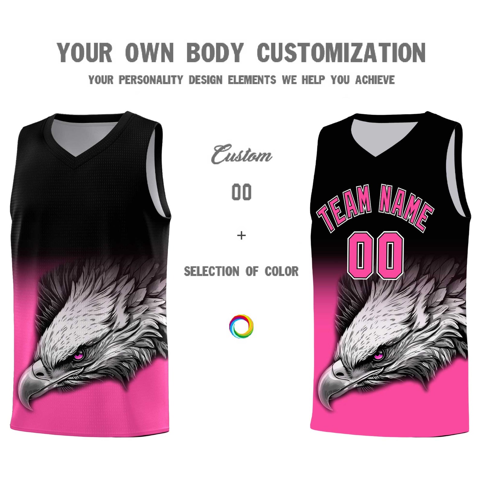 Custom Orange Purple Basketball Kits with Eagle Pattern