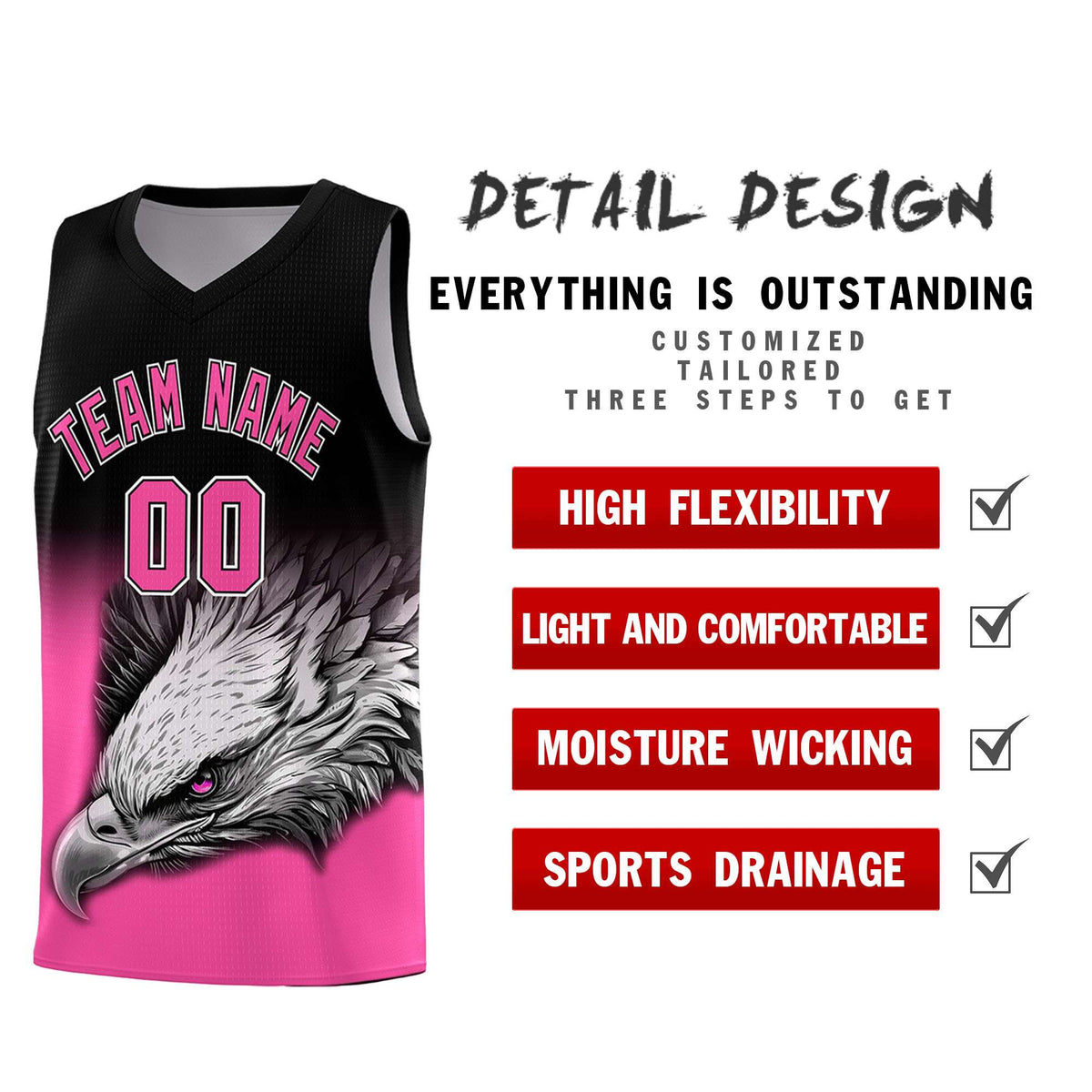 Custom Orange Purple Basketball Kits with Eagle Pattern
