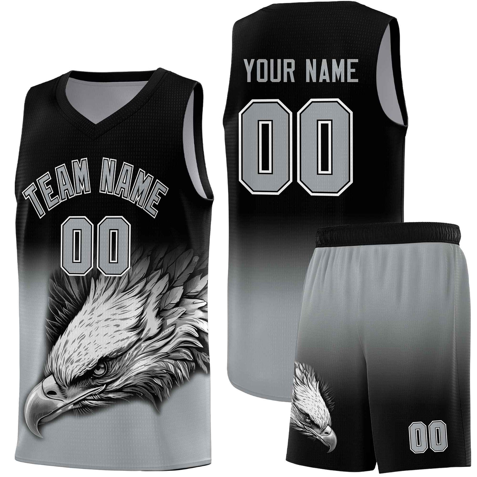 Custom Yellow Purple Basketball Kits with Eagle Pattern