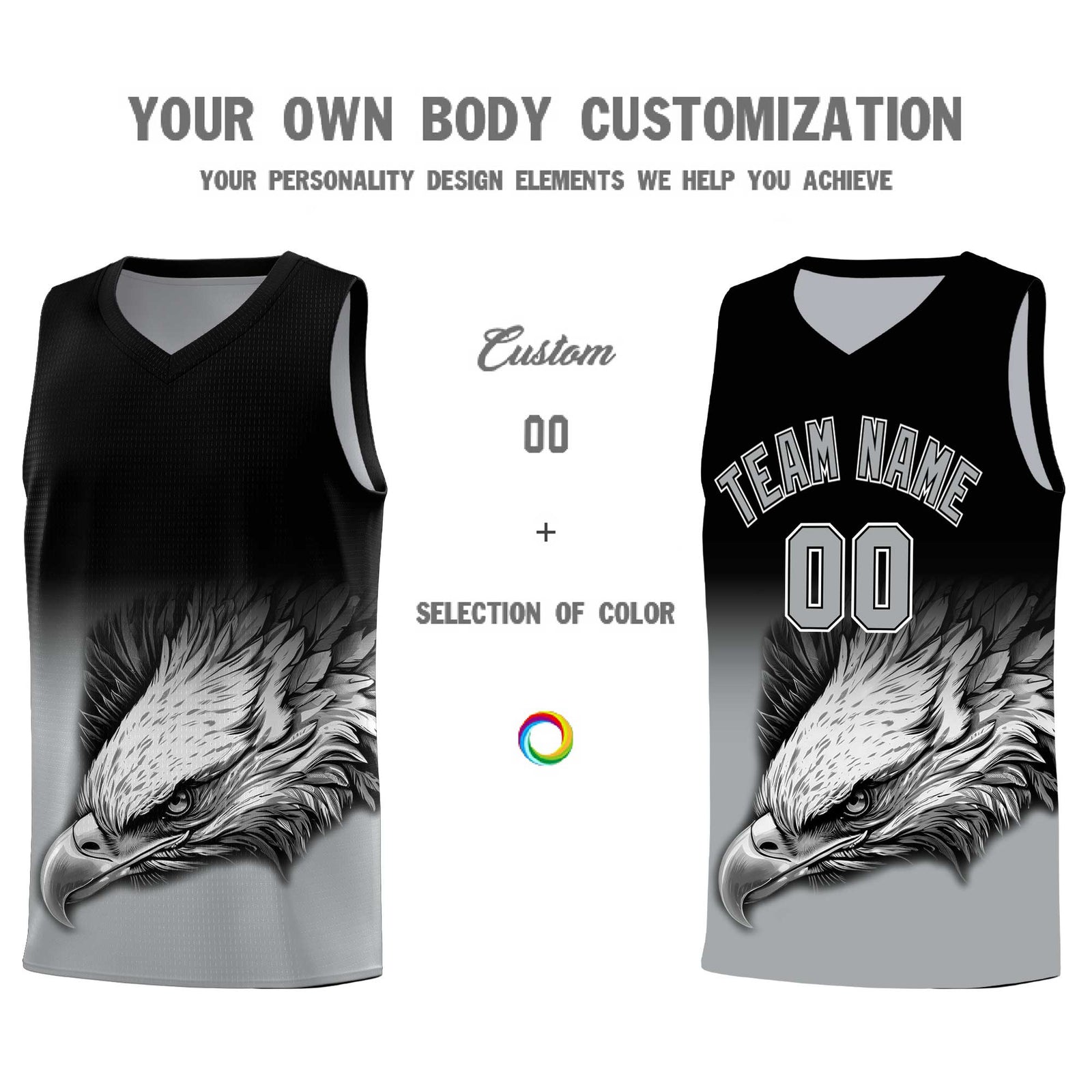Custom Yellow Purple Basketball Kits with Eagle Pattern