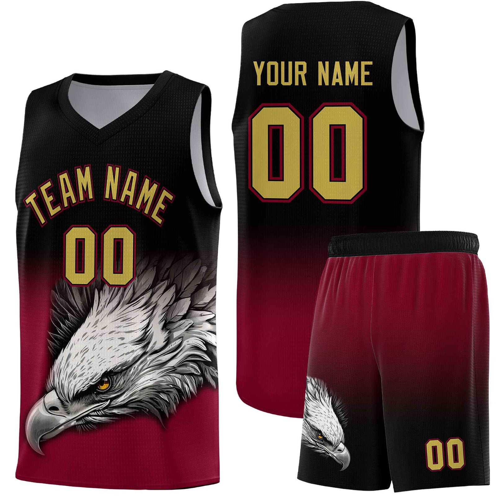 Custom Royal Kelly Green Basketball Kits with Eagle Pattern