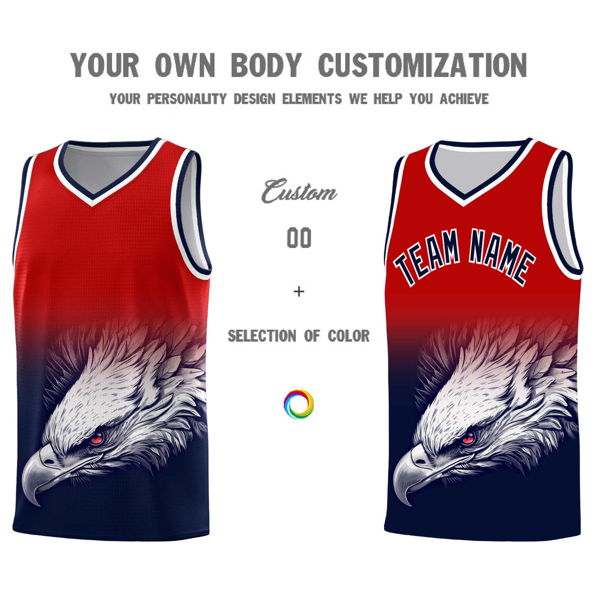 Custom Royal Orange Basketball Kits with Eagle Pattern