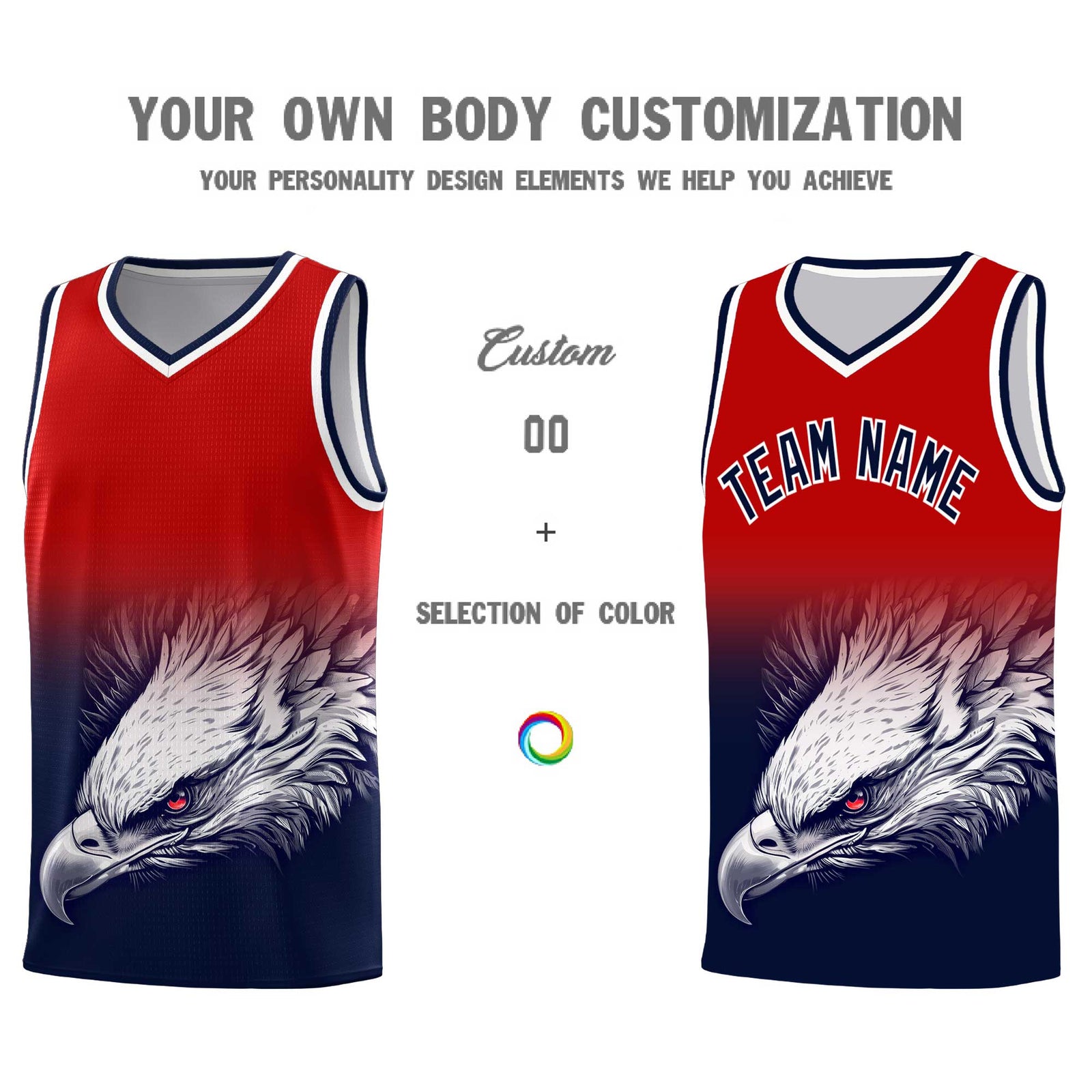 Custom Royal Orange Basketball Kits with Eagle Pattern