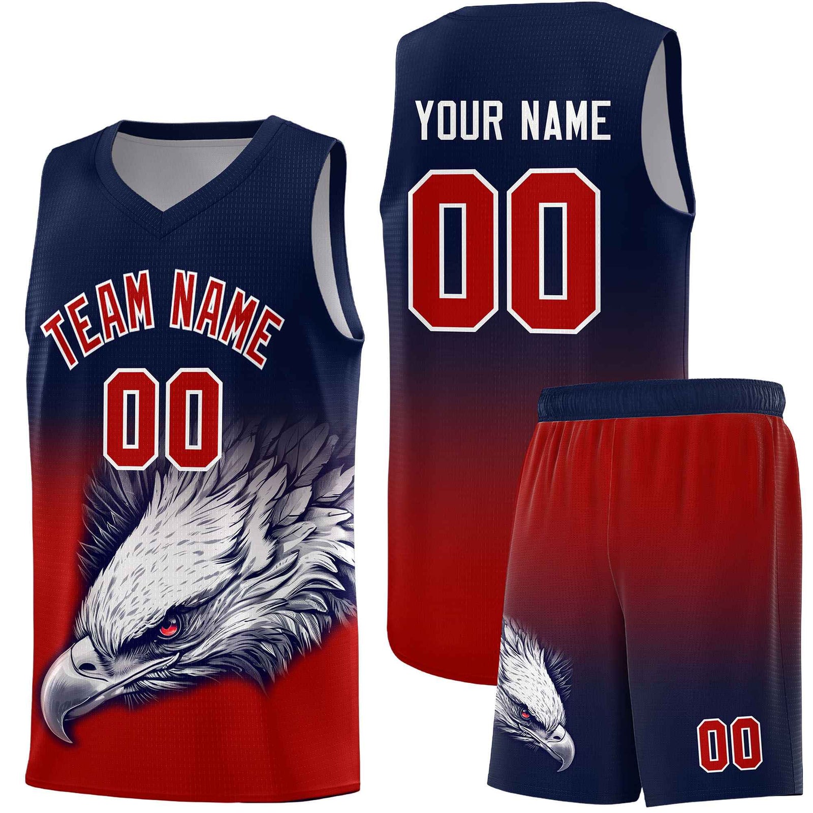Custom Navy Neon Green Basketball Kits with Eagle Pattern