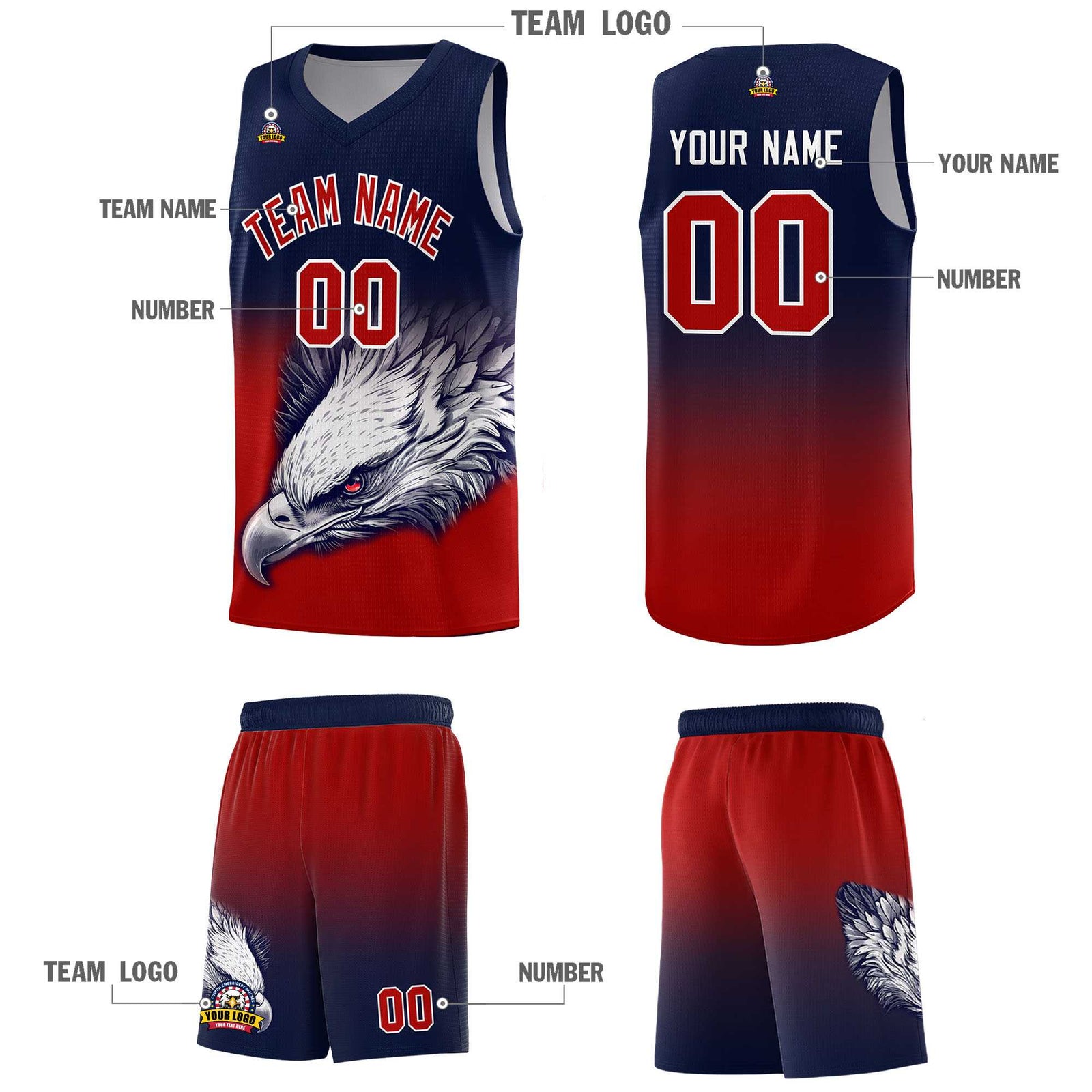 Custom Navy Neon Green Basketball Kits with Eagle Pattern