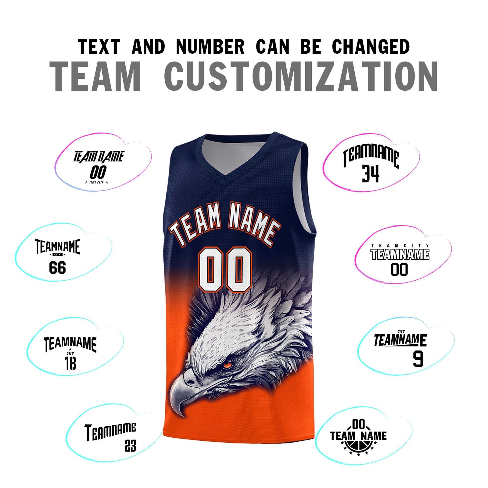 Custom Navy Yellow Basketball Kits with Eagle Pattern
