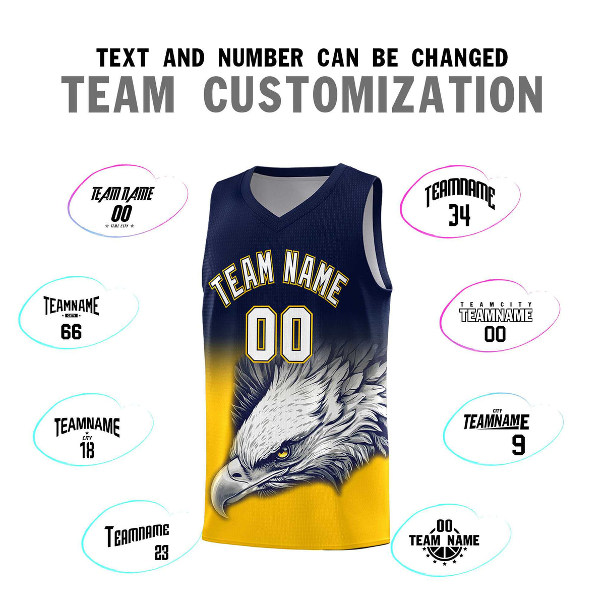 Custom Navy Orange Basketball Kits with Eagle Pattern