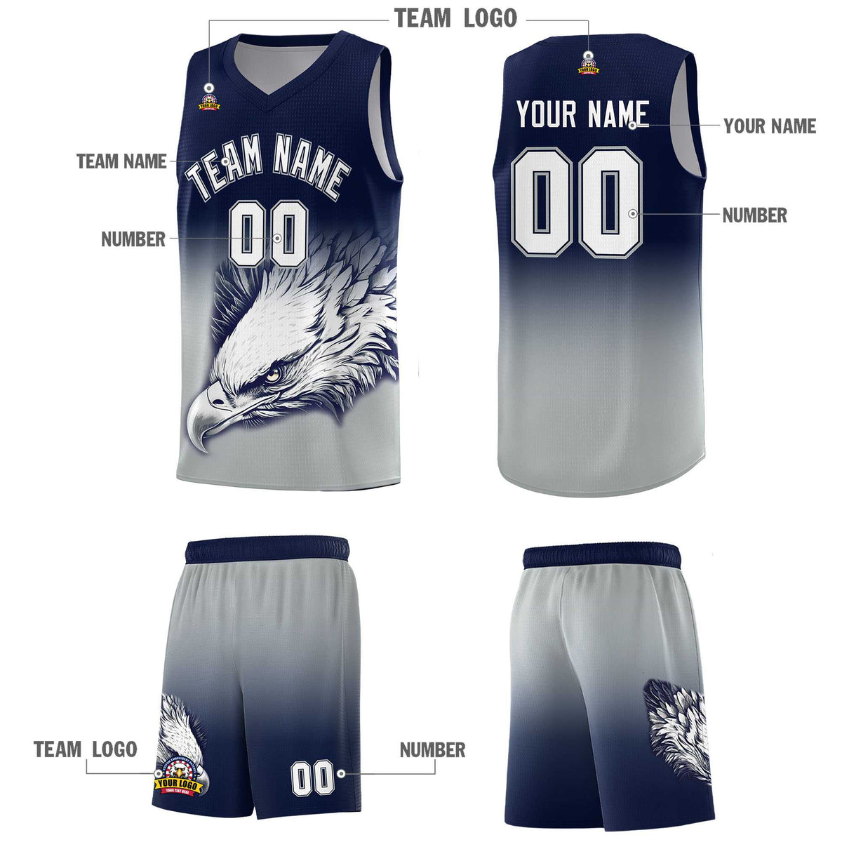 Custom Red Royal Basketball Kits with Eagle Pattern