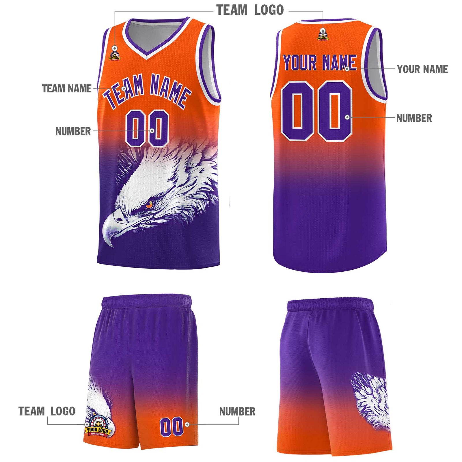 Custom Black Pink Basketball Kits with Eagle Pattern