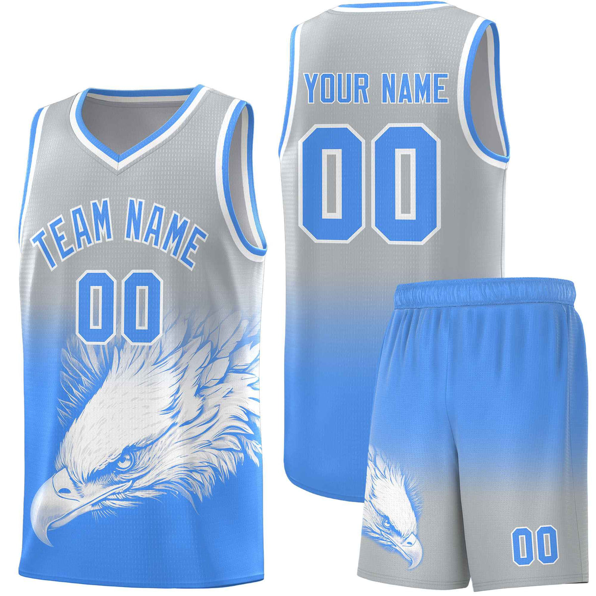 Custom Black Yellow Basketball Kits with Eagle Pattern