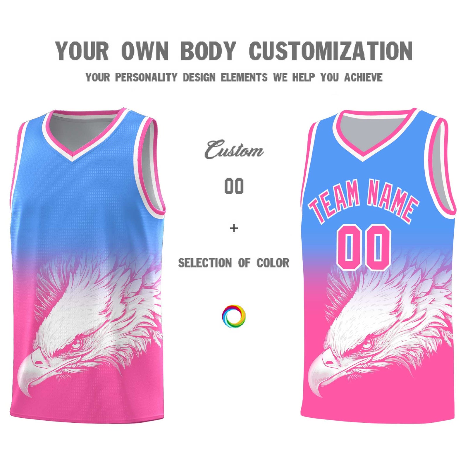 Custom Black Yellow Basketball Kits with Eagle Pattern