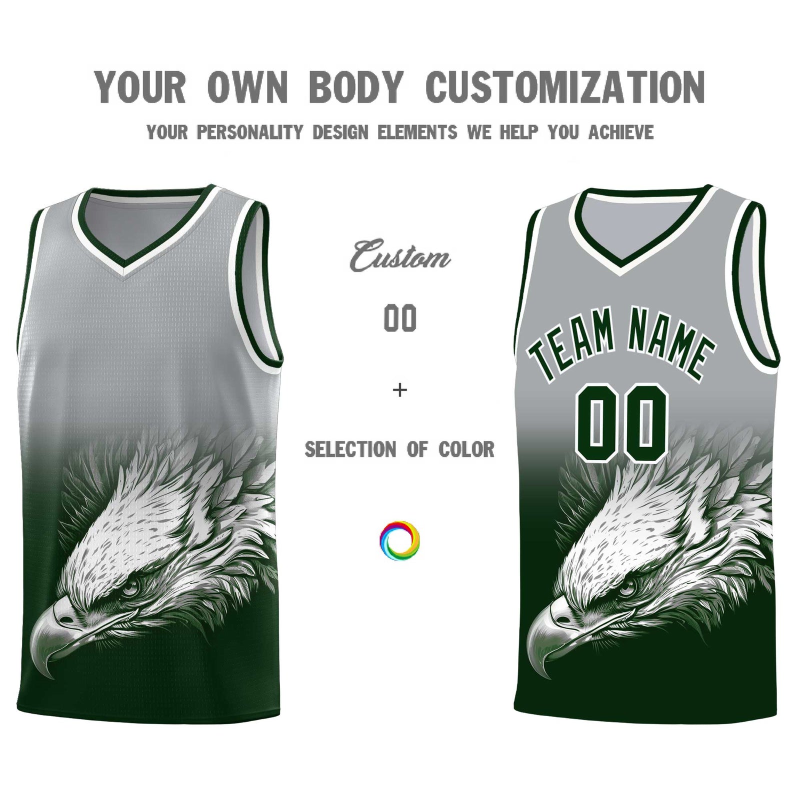 Custom Black Yellow Basketball Kits with Eagle Pattern