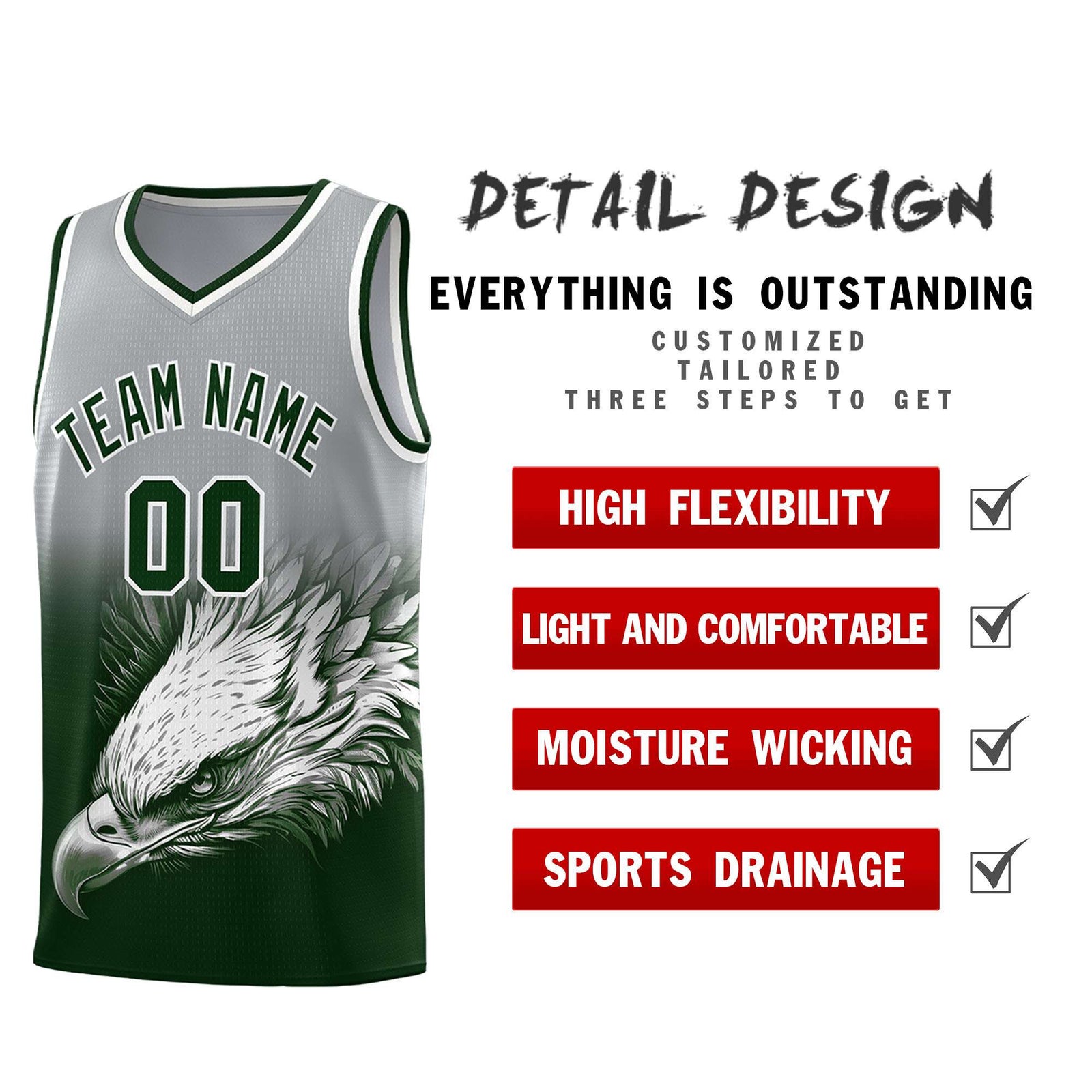 Custom Black Yellow Basketball Kits with Eagle Pattern