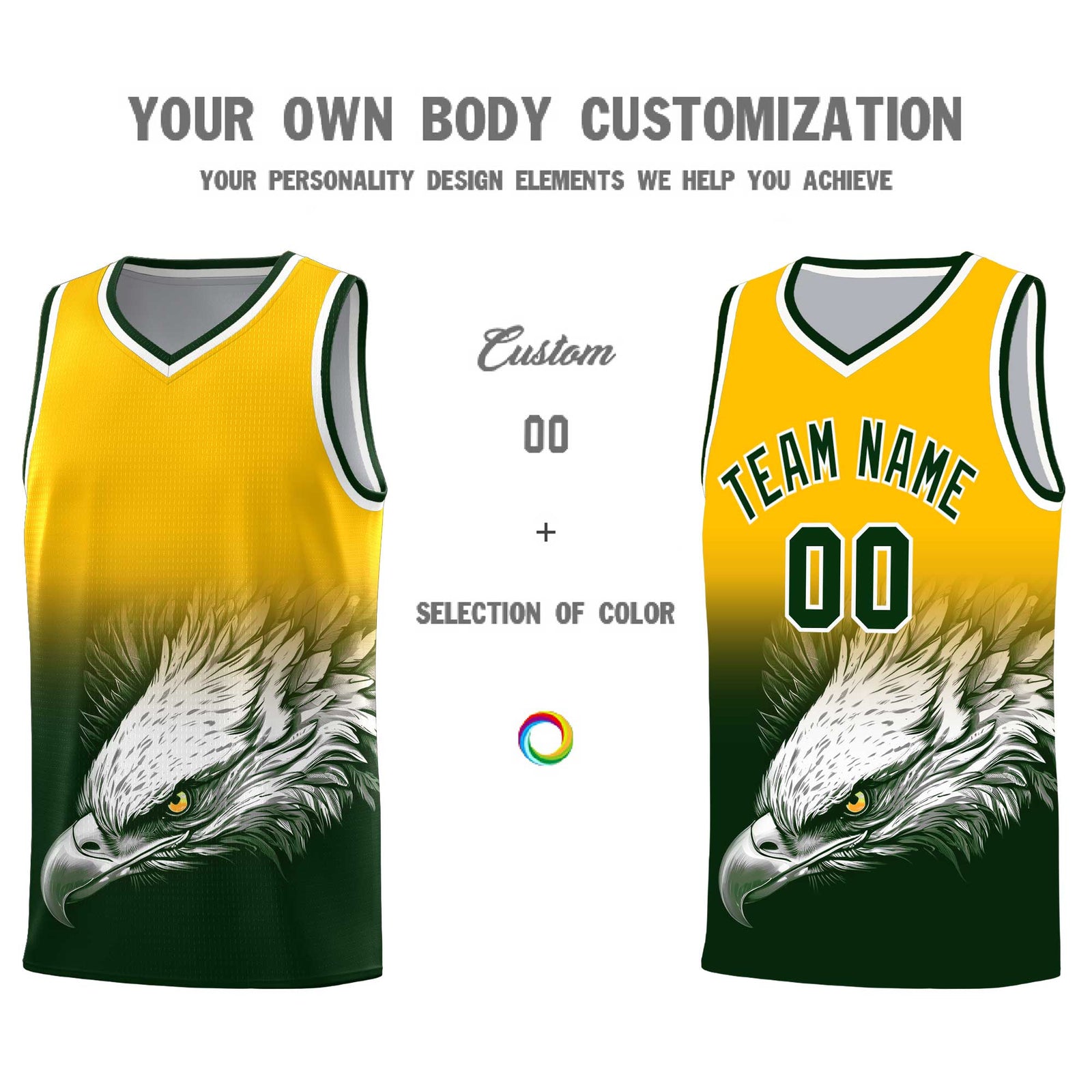 Custom Black Orange Basketball Kits with Eagle Pattern