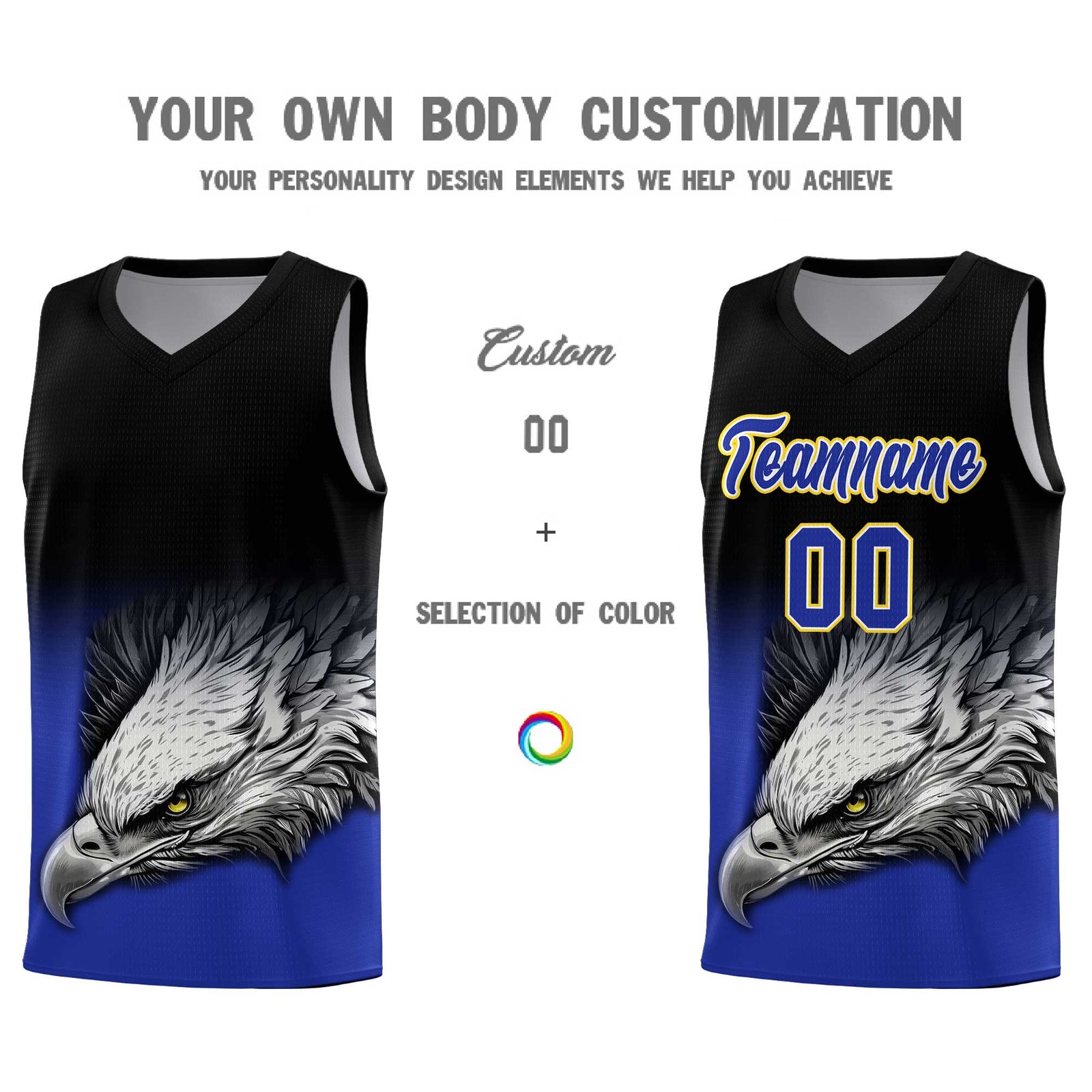 Custom Gray Powder Blue Basketball Kits with Eagle Pattern