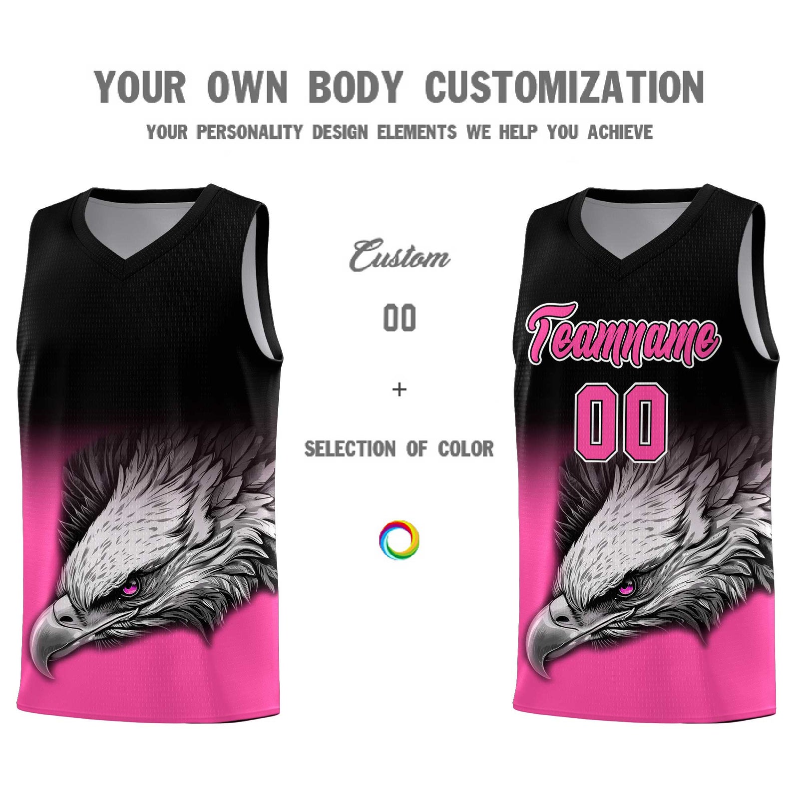 Custom Orange Purple Basketball Kits with Eagle Pattern