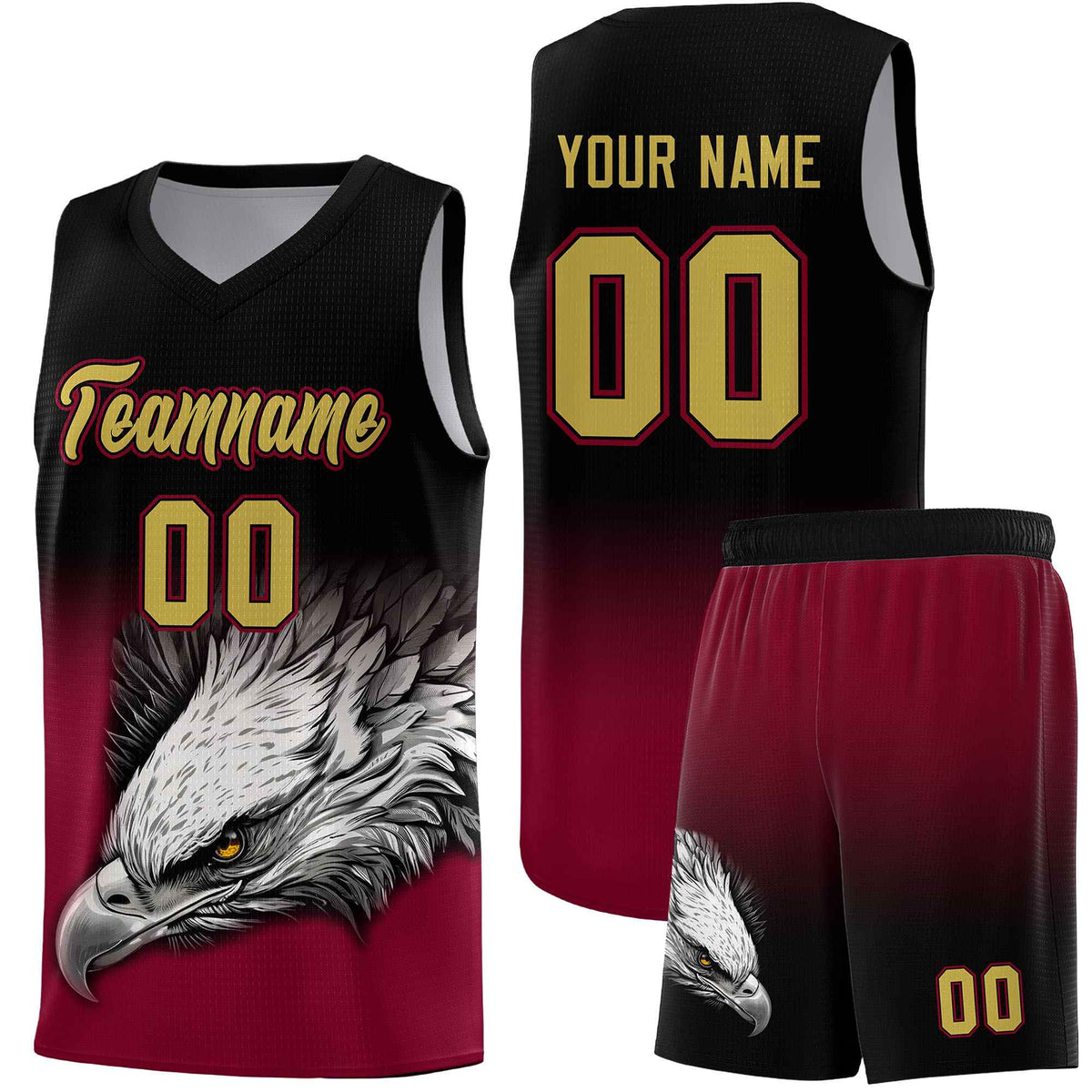 Custom Royal Kelly Green Basketball Kits with Eagle Pattern