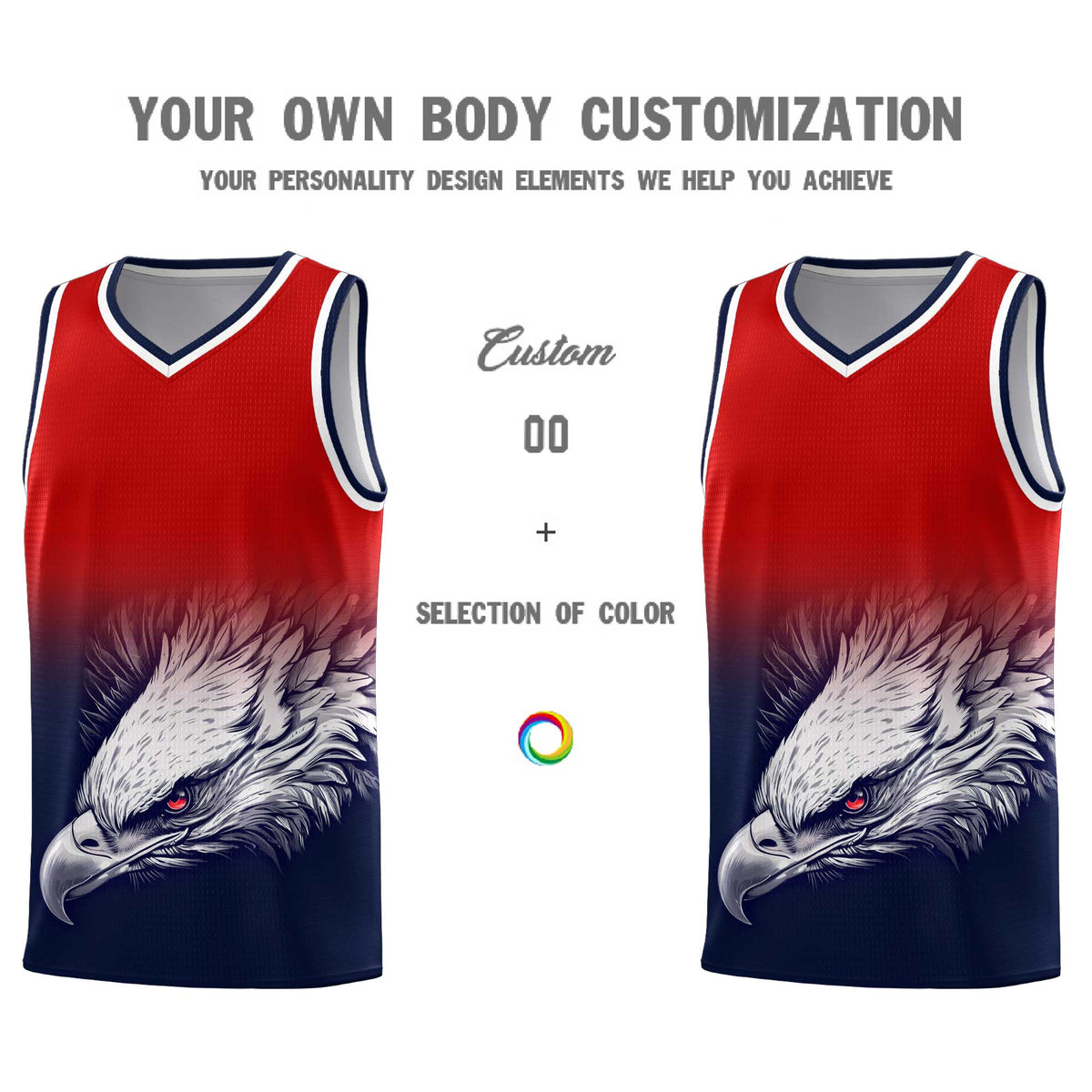 Custom Royal Orange Basketball Kits with Eagle Pattern