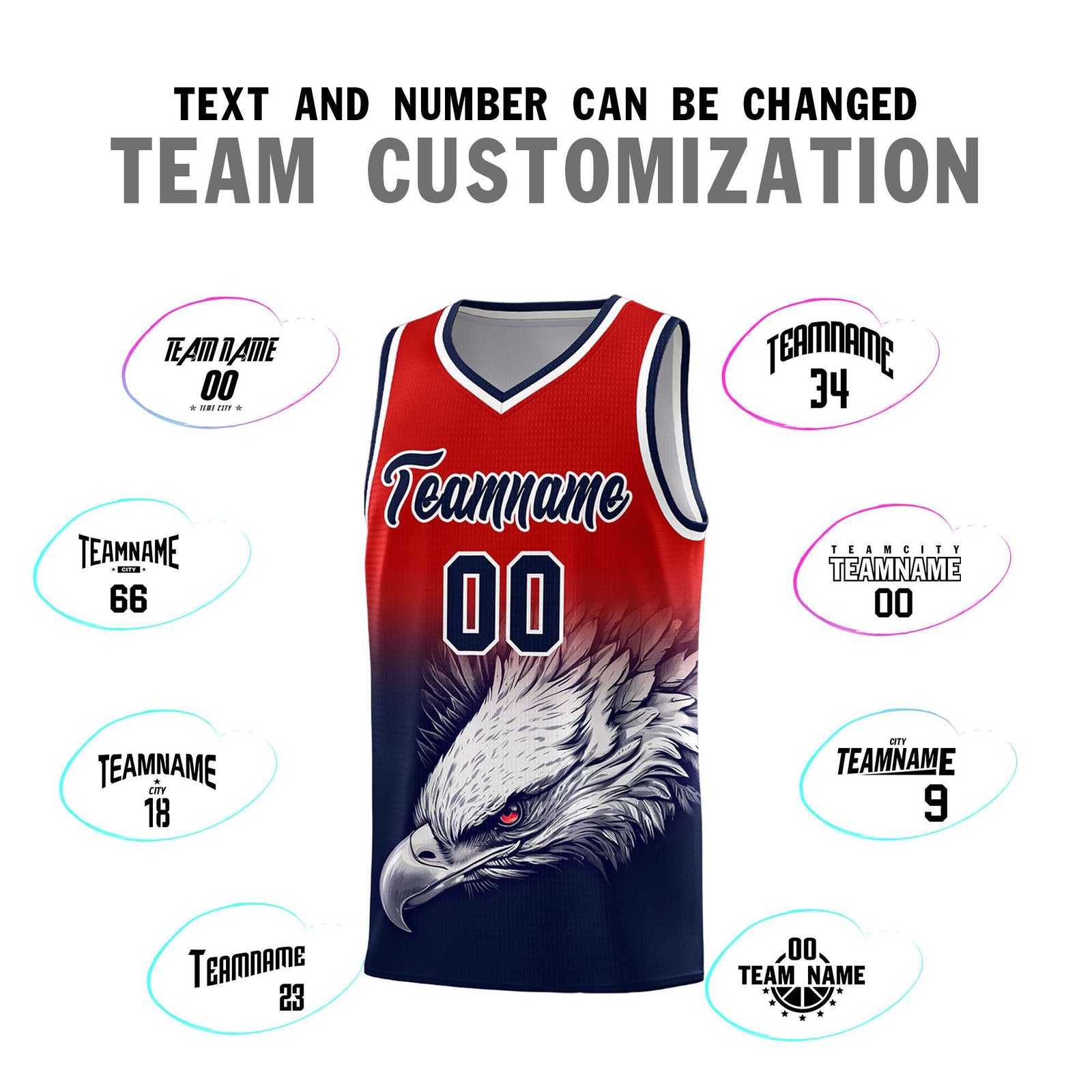 Custom Royal Orange Basketball Kits with Eagle Pattern