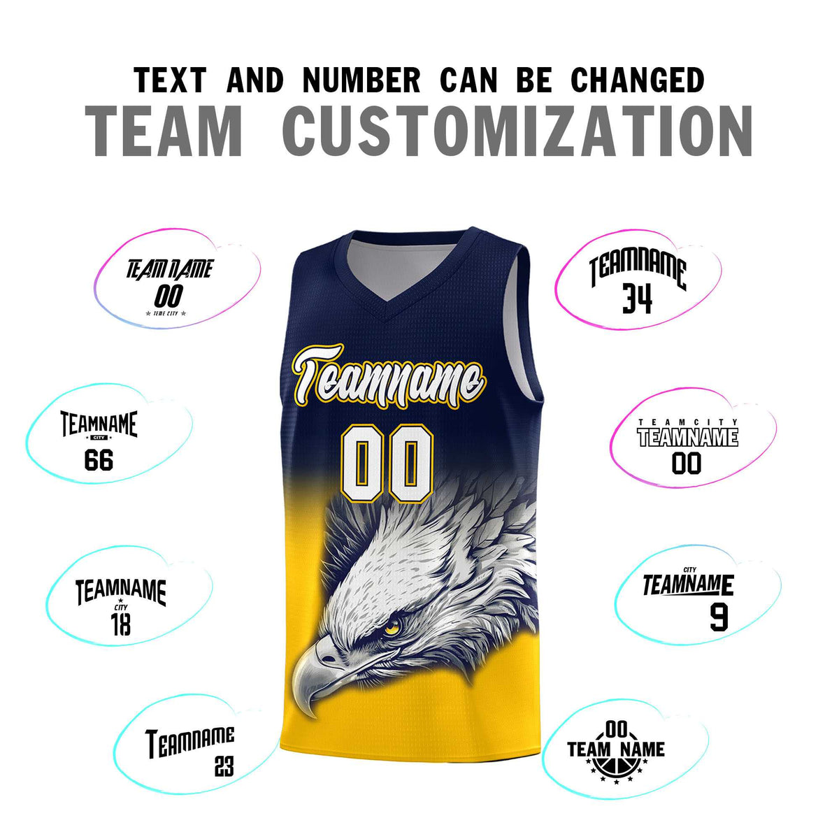 Custom Navy Orange Basketball Kits with Eagle Pattern