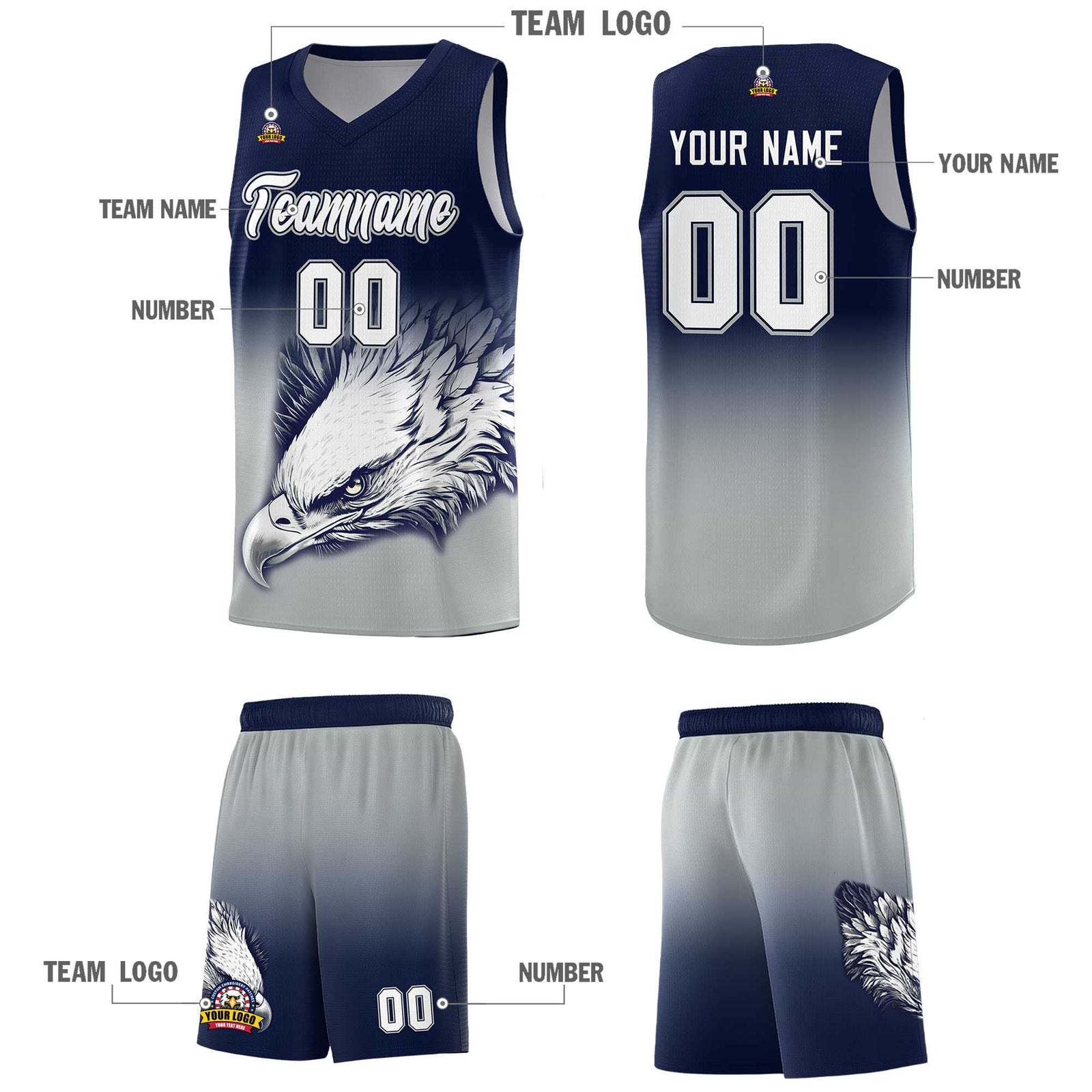Custom Red Royal Basketball Kits with Eagle Pattern