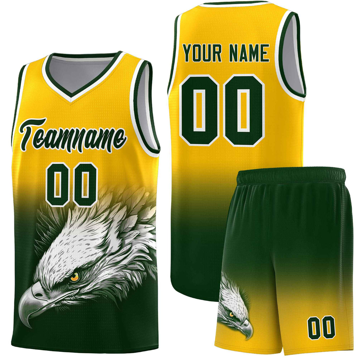 Custom Black Orange Basketball Kits with Eagle Pattern