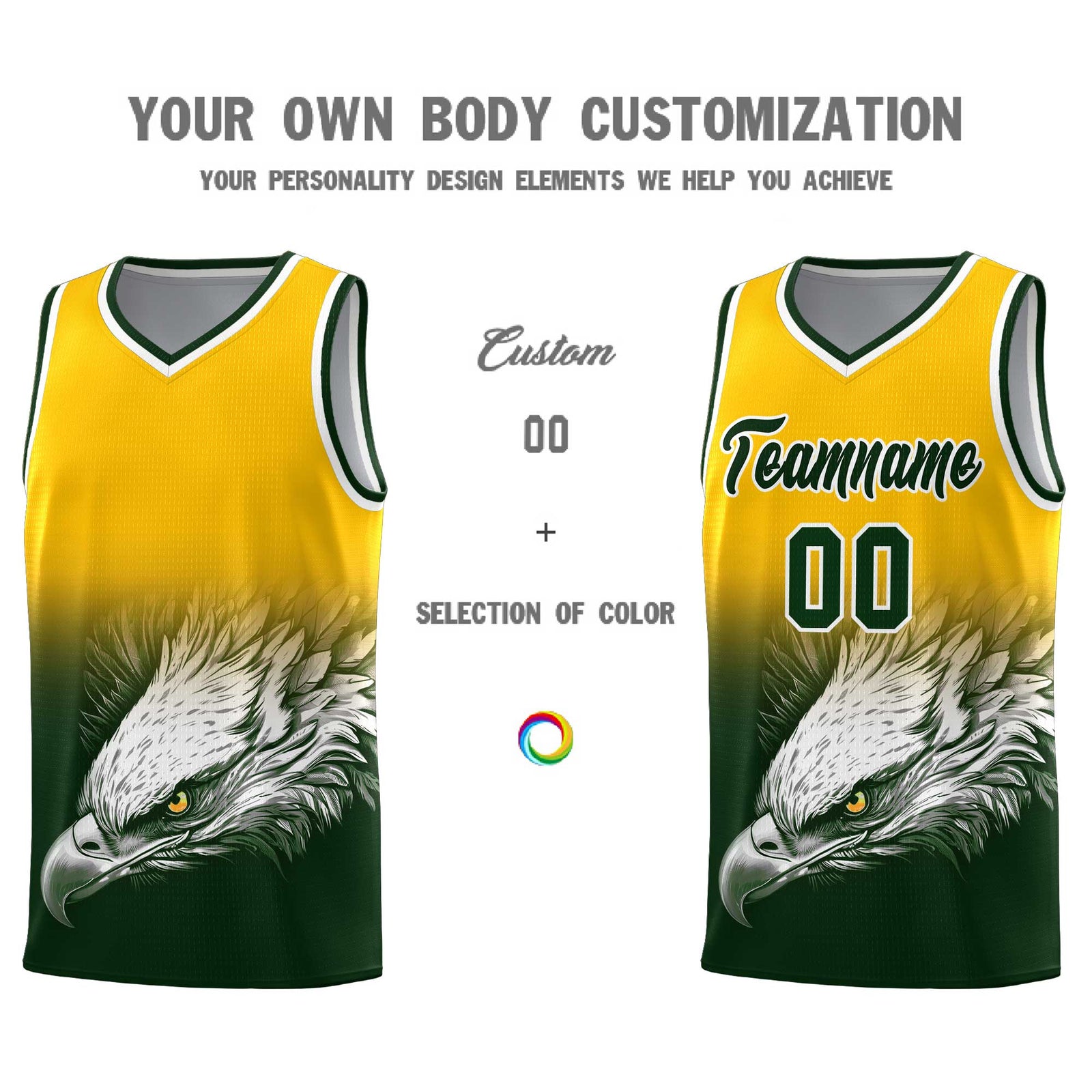 Custom Black Orange Basketball Kits with Eagle Pattern