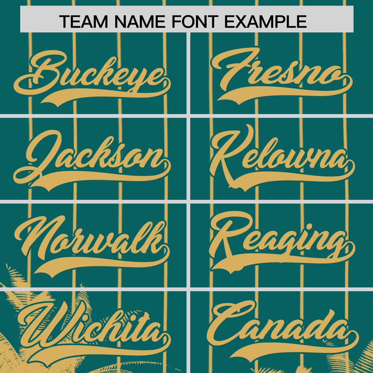Custom Aqua Old Gold Pinstripe Coconut Tree Pattern Authentic Baseball Jersey