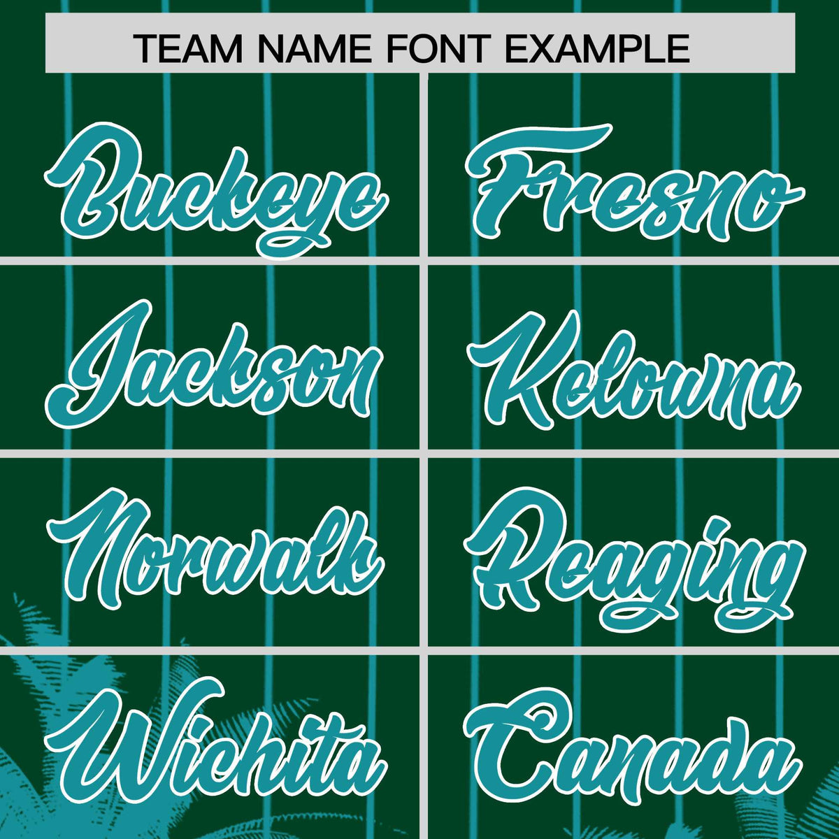 Custom Green Aqua Pinstripe Coconut Tree Pattern Authentic Baseball Jersey