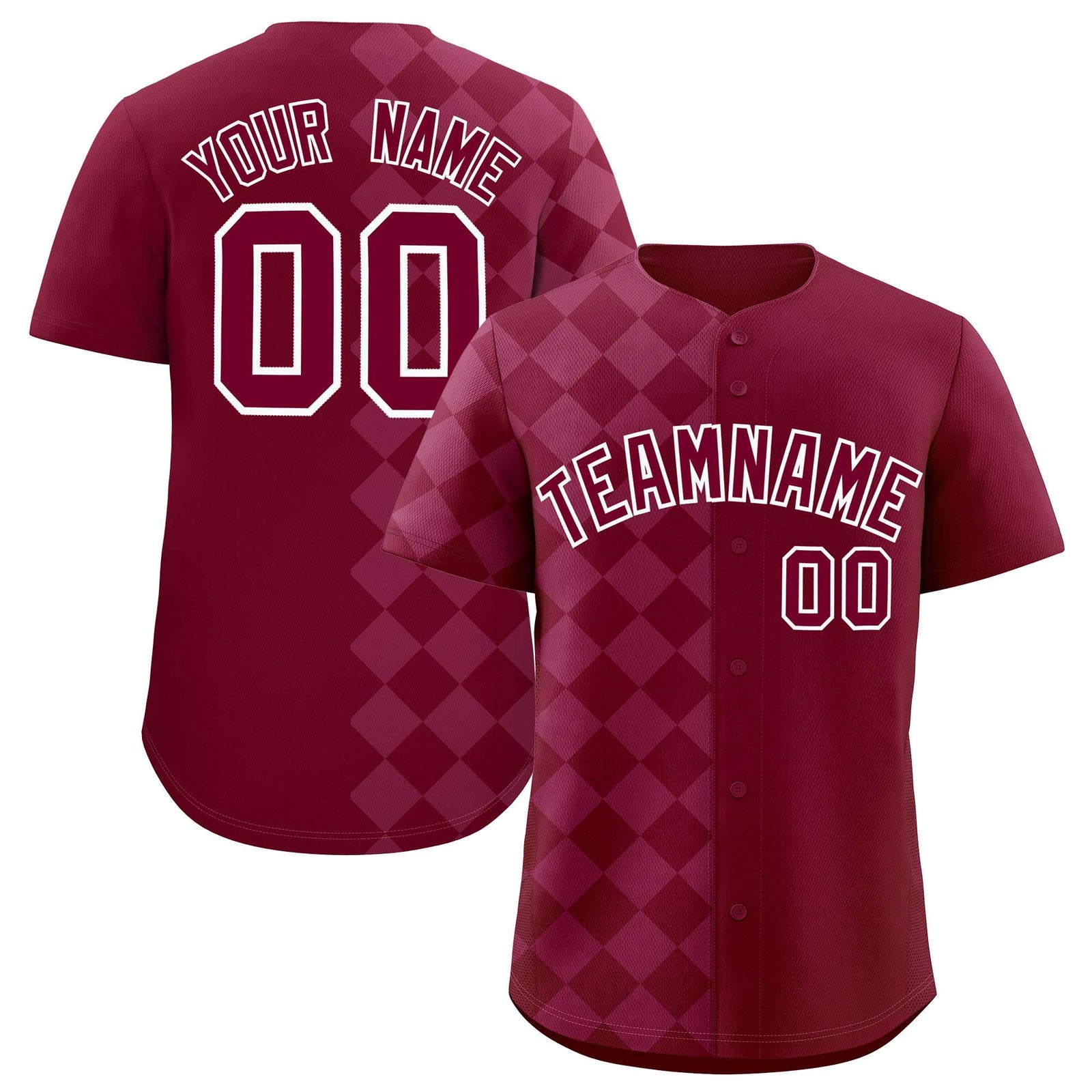 Custom Crimson Rhombus Design Authentic Baseball Jersey