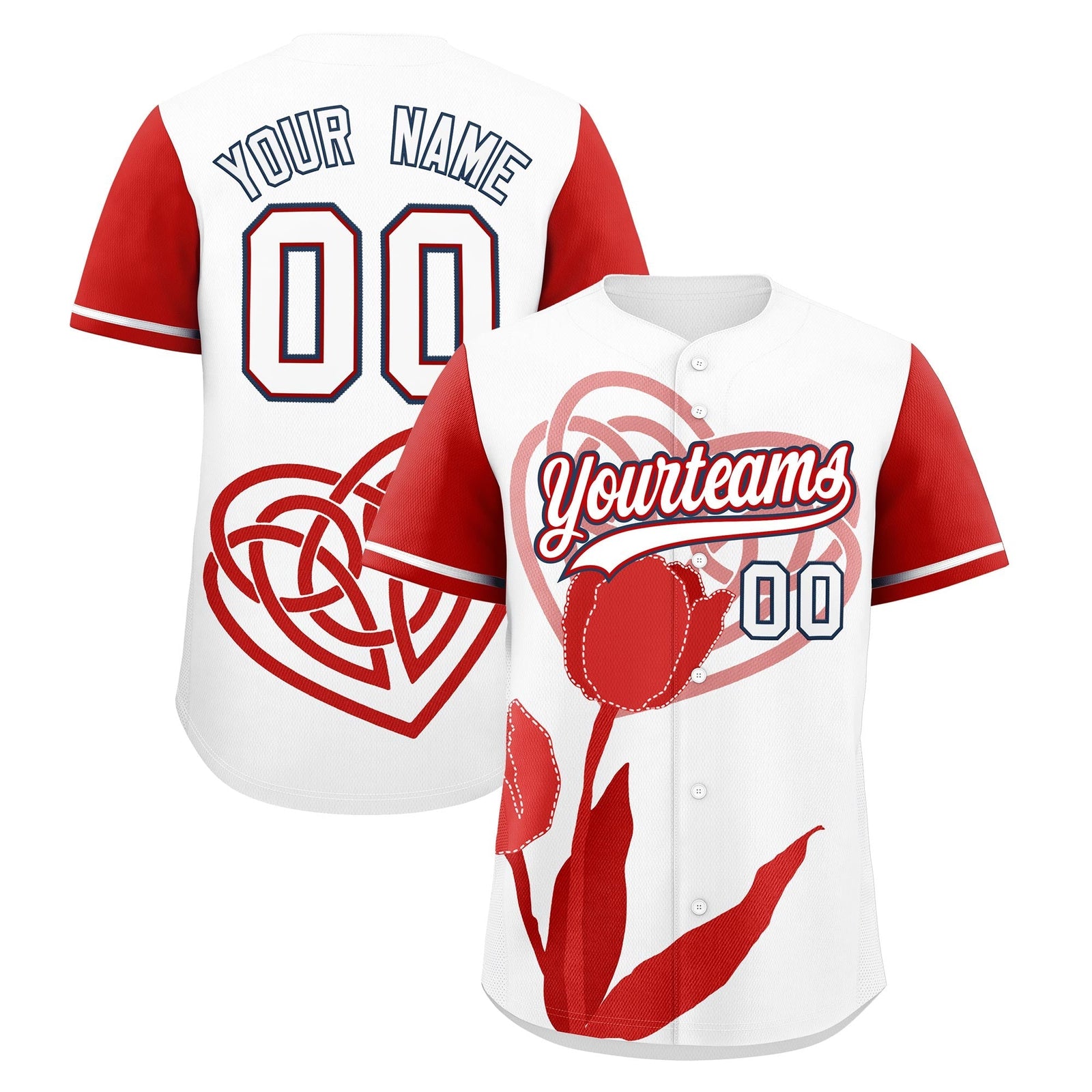 Custom White Red Mother's Day Style Graffiti Pattern Stretch Fabric Baseball Jersey| KXKSHOP