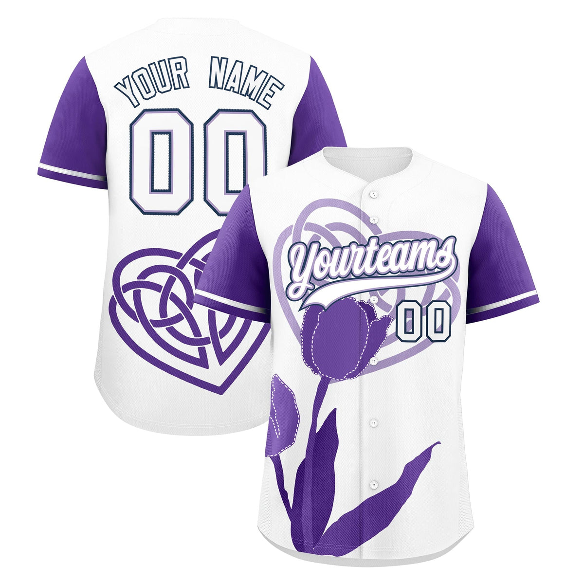 Custom White Light Purple Mother's Day Style Graffiti Pattern Quick Dry Baseball Jersey| KXKSHOP