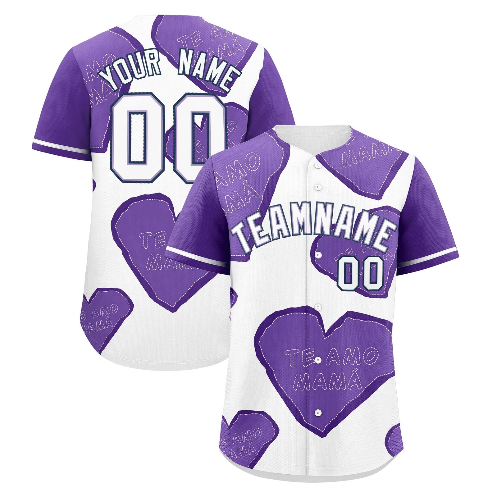 Custom White Light Purple Mother's Day Style Graffiti Pattern Quick Dry Baseball Jersey| KXKSHOP
