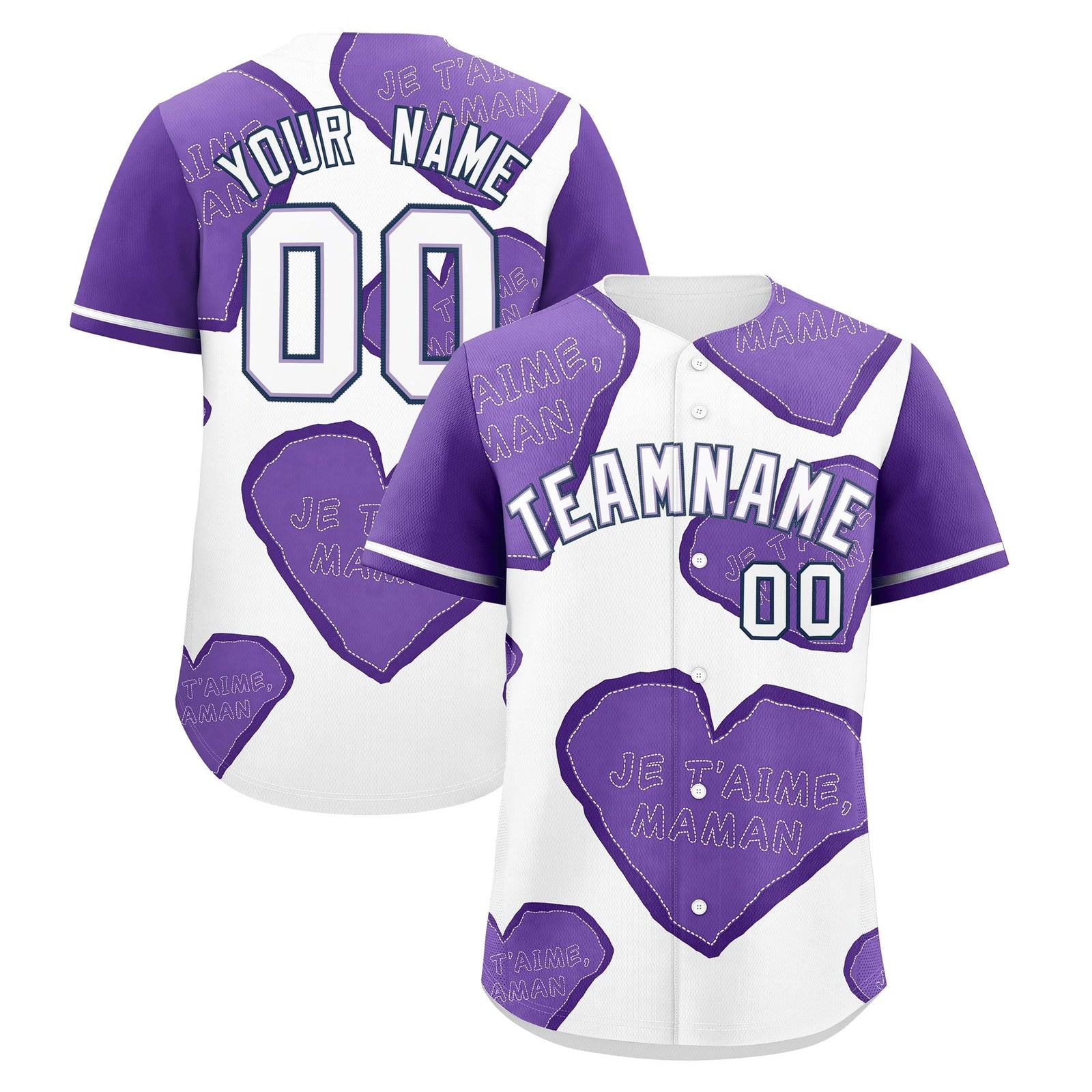 Custom White Light Purple Mother's Day Style Graffiti Pattern Moisture-Wicking Baseball Jersey| KXKSHOP