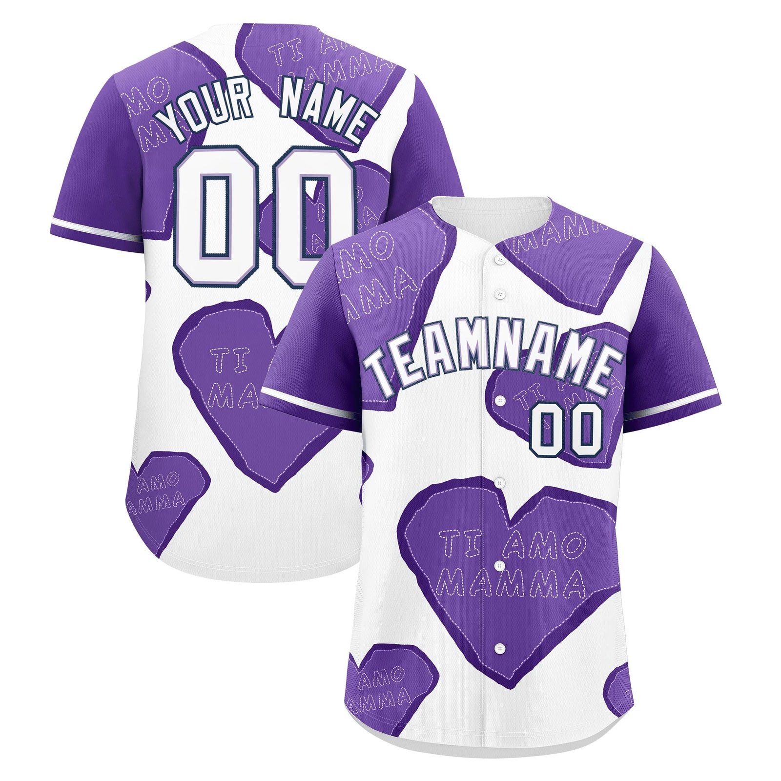 Custom White Light Purple Mother's Day Style Graffiti Pattern Moisture-Wicking Baseball Jersey| KXKSHOP
