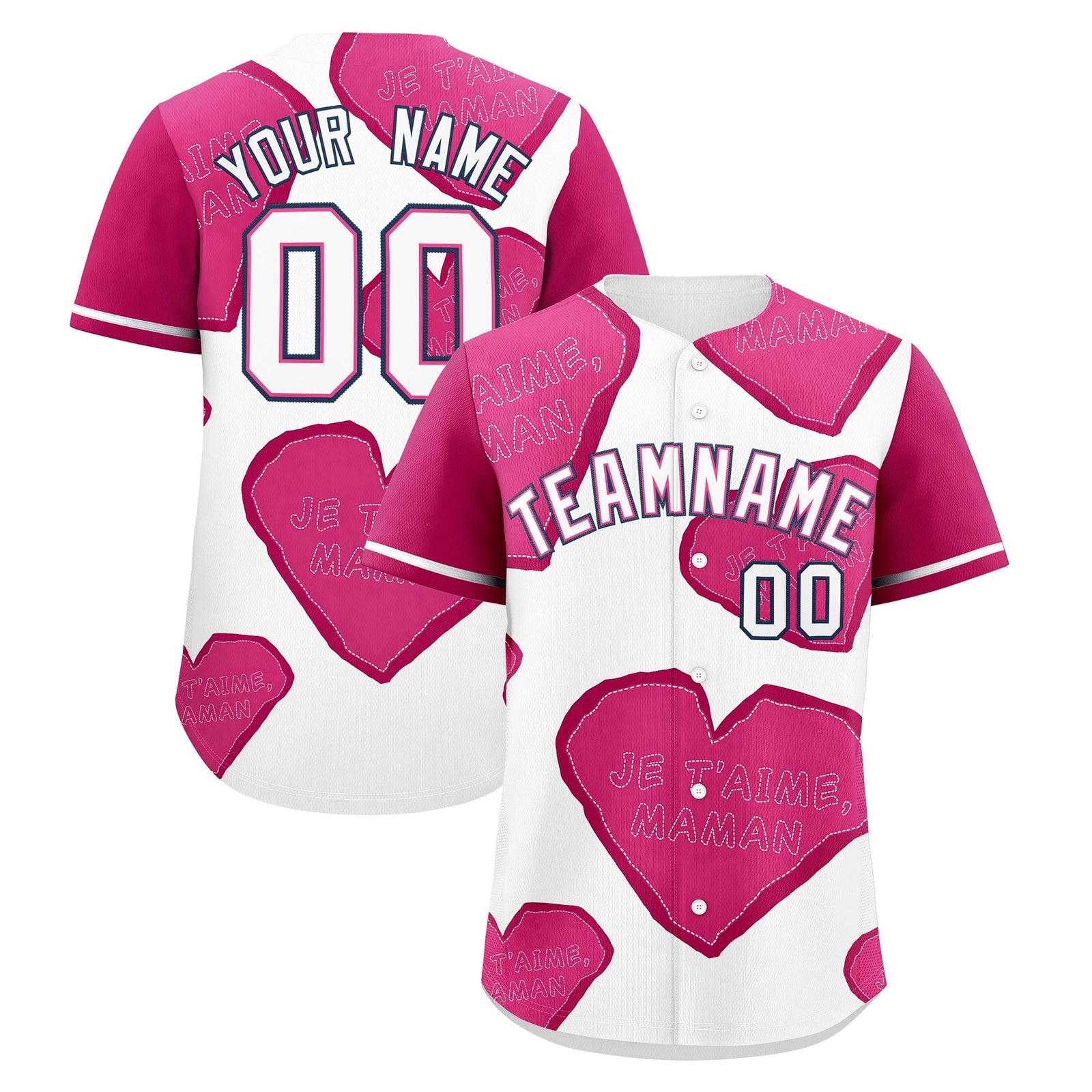 Custom White Pink Mother's Day Style Graffiti Pattern Moisture-Wicking Baseball Jersey| KXKSHOP